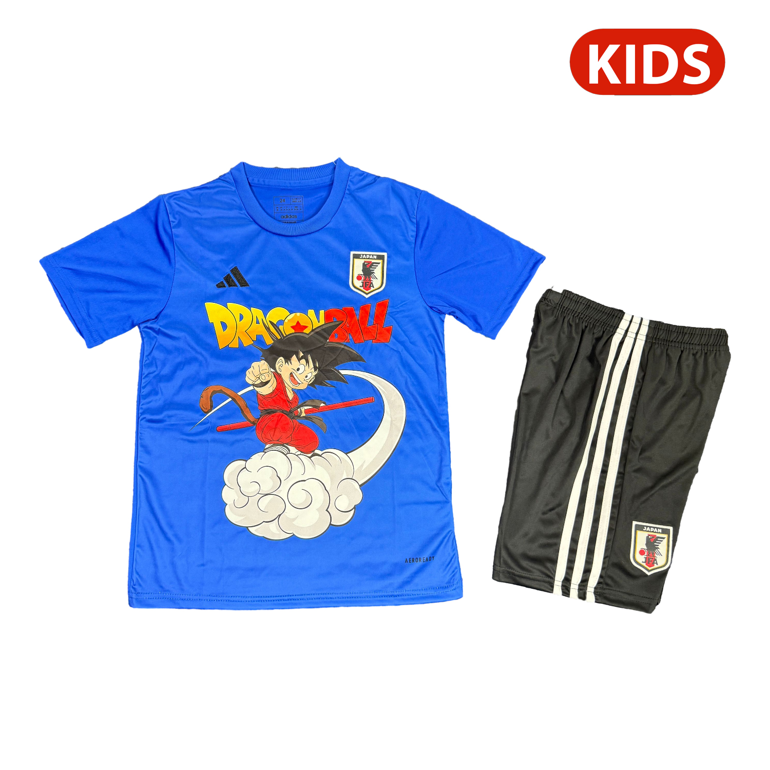 AlphaJersey-Japan 25-26 Dragon Ball Son Goku And Somersault Cloud Blue Special Kids Kit