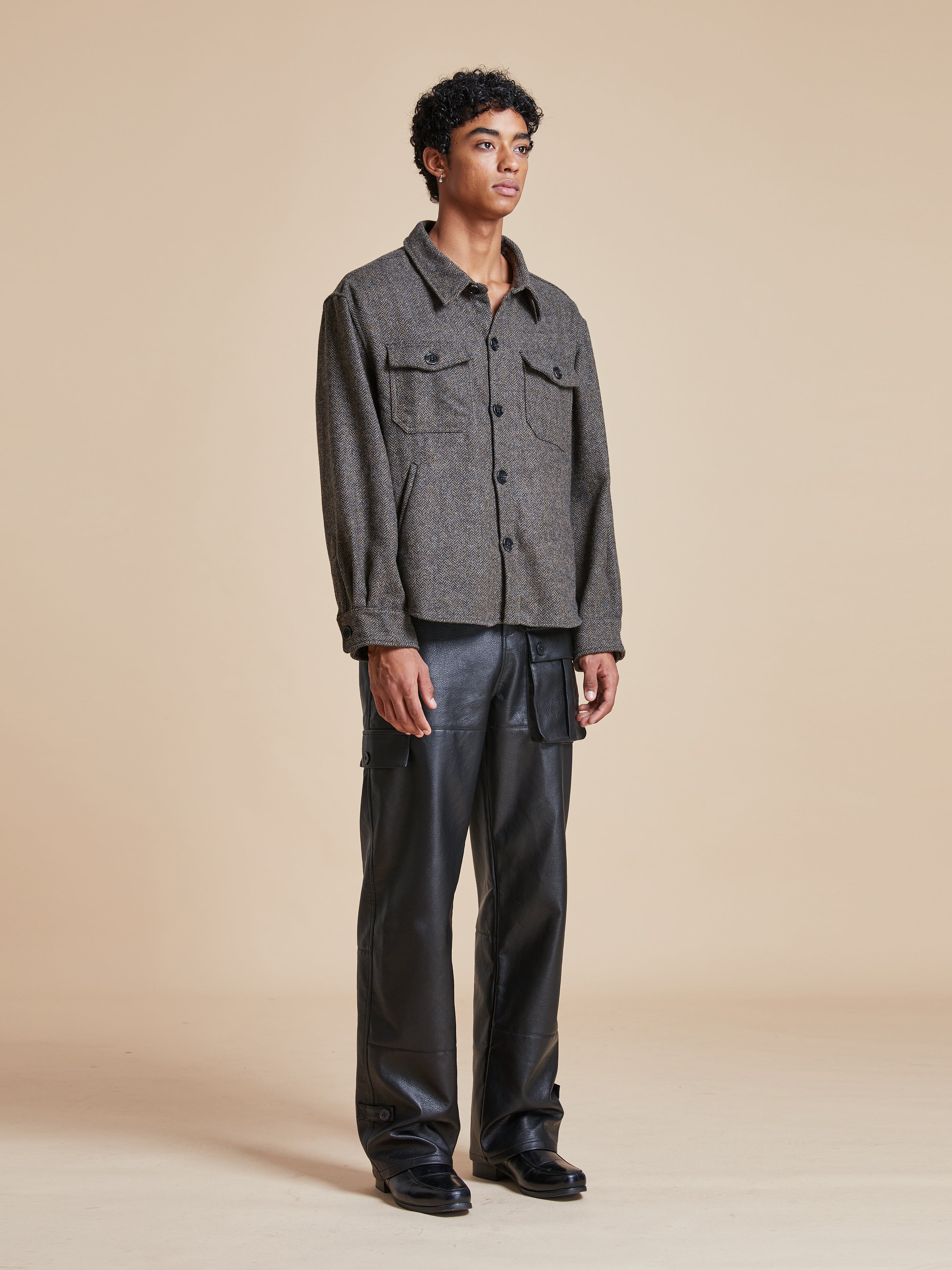 Raven Herringbone Overshirt | Modern Menswear by yycbvcnbmmnbm