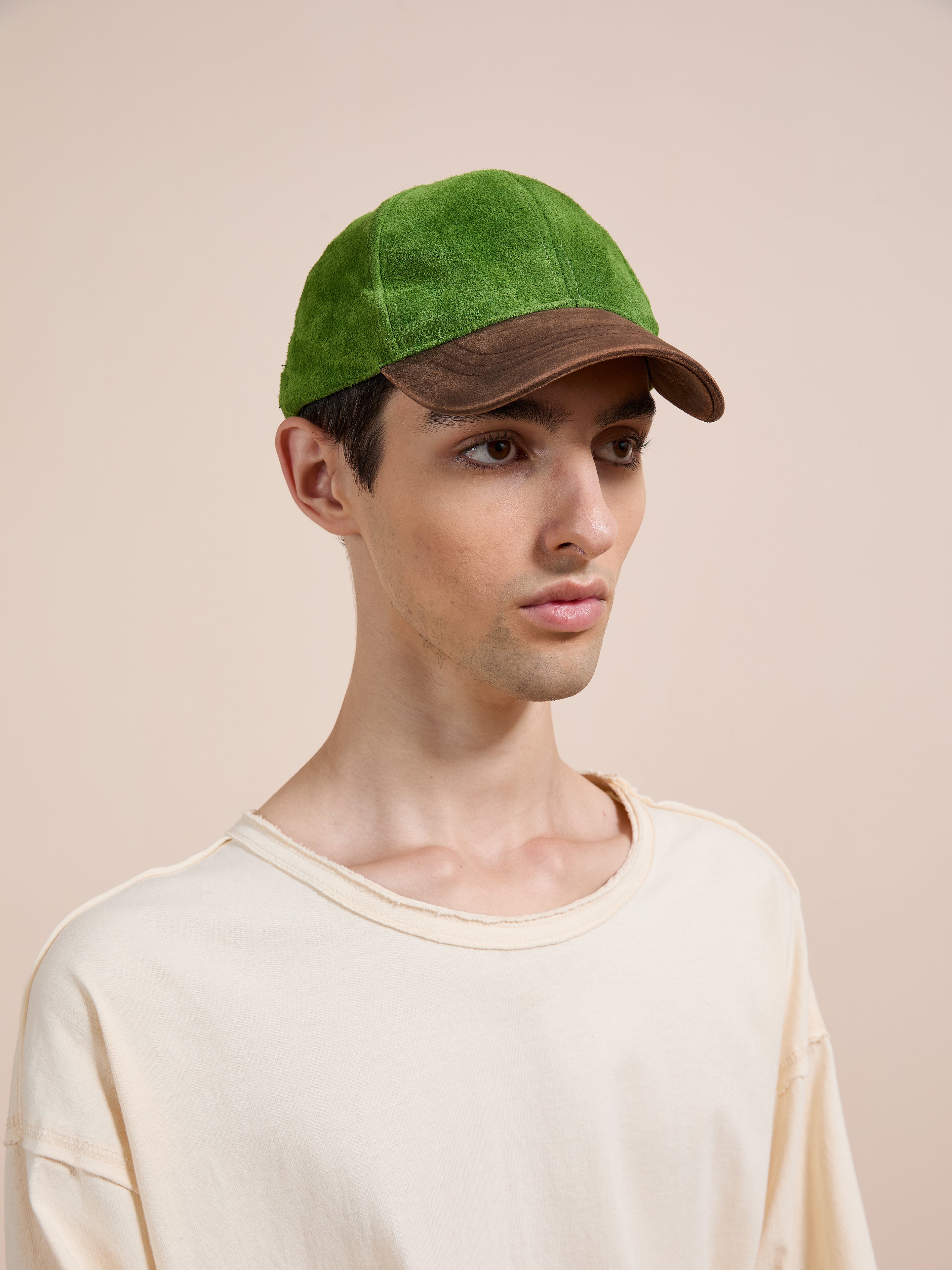 Suede Leather Contrast Distressed Cap | Modern Menswear by yycbvcnbmmnbm