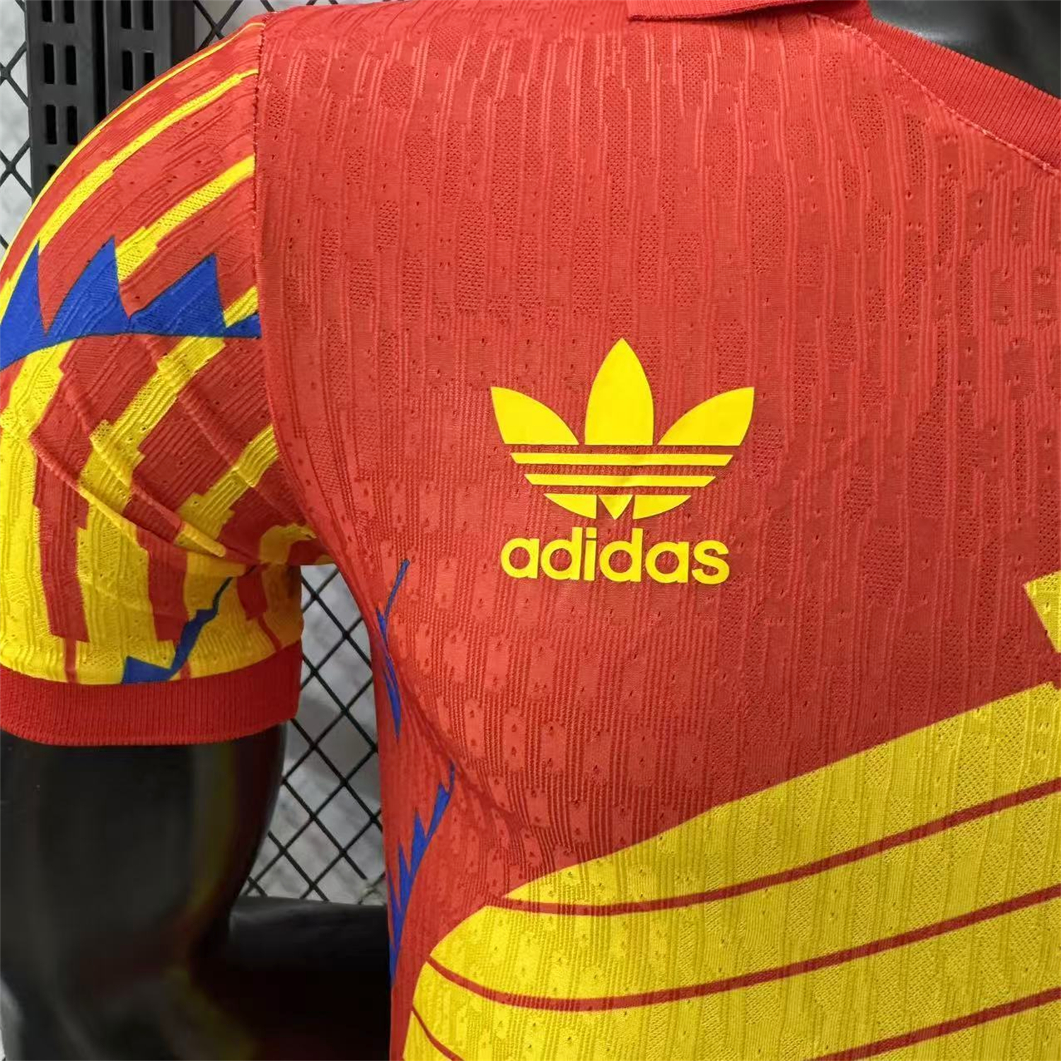 AlphaJersey-Spain 2026 Blue-Yellow Stripes Red Special Jersey - Player Version
