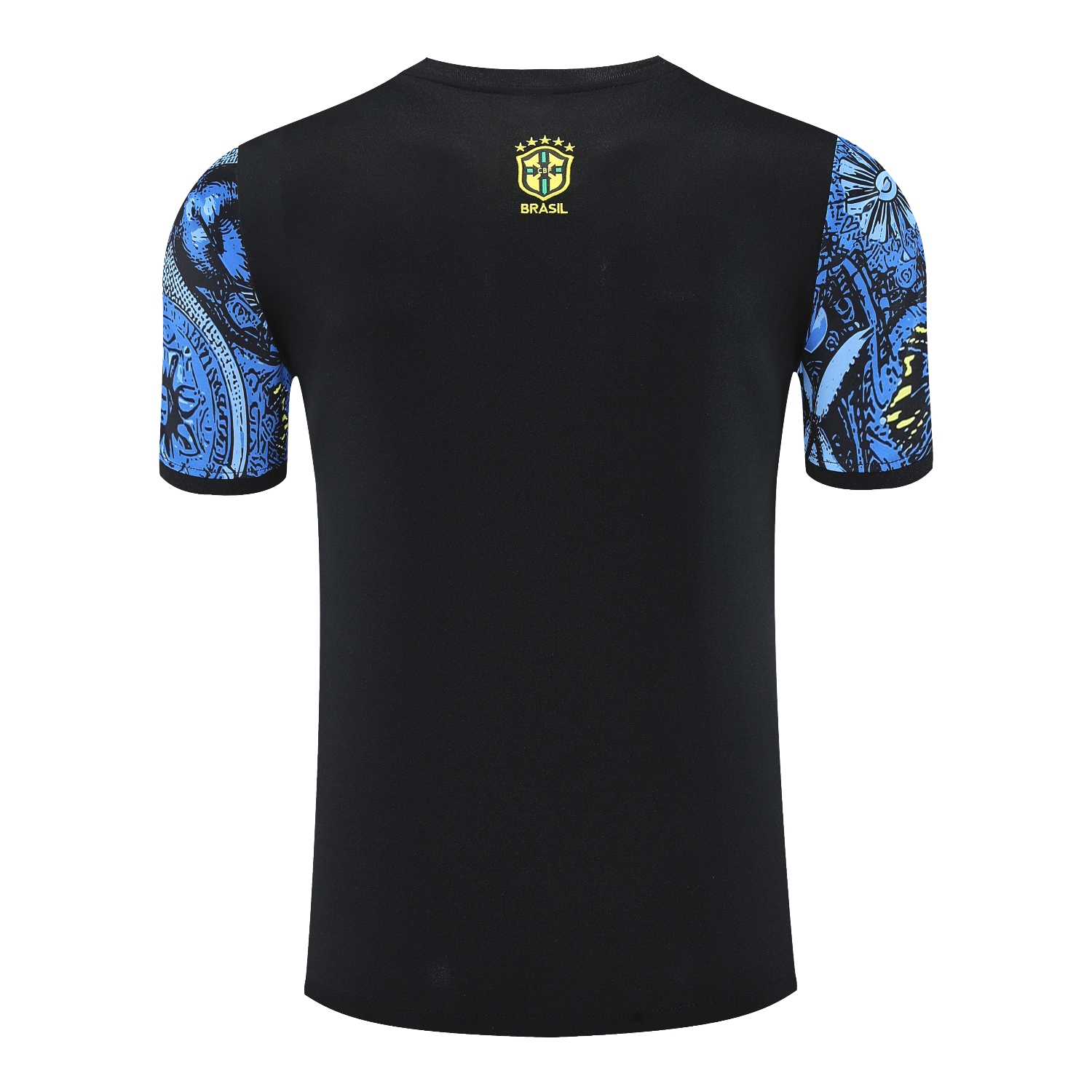 AlphaJersey-Brazil 25-26 Blue Jesus Statue Short-Sleeve Training Set - Blue Top & Black Shorts