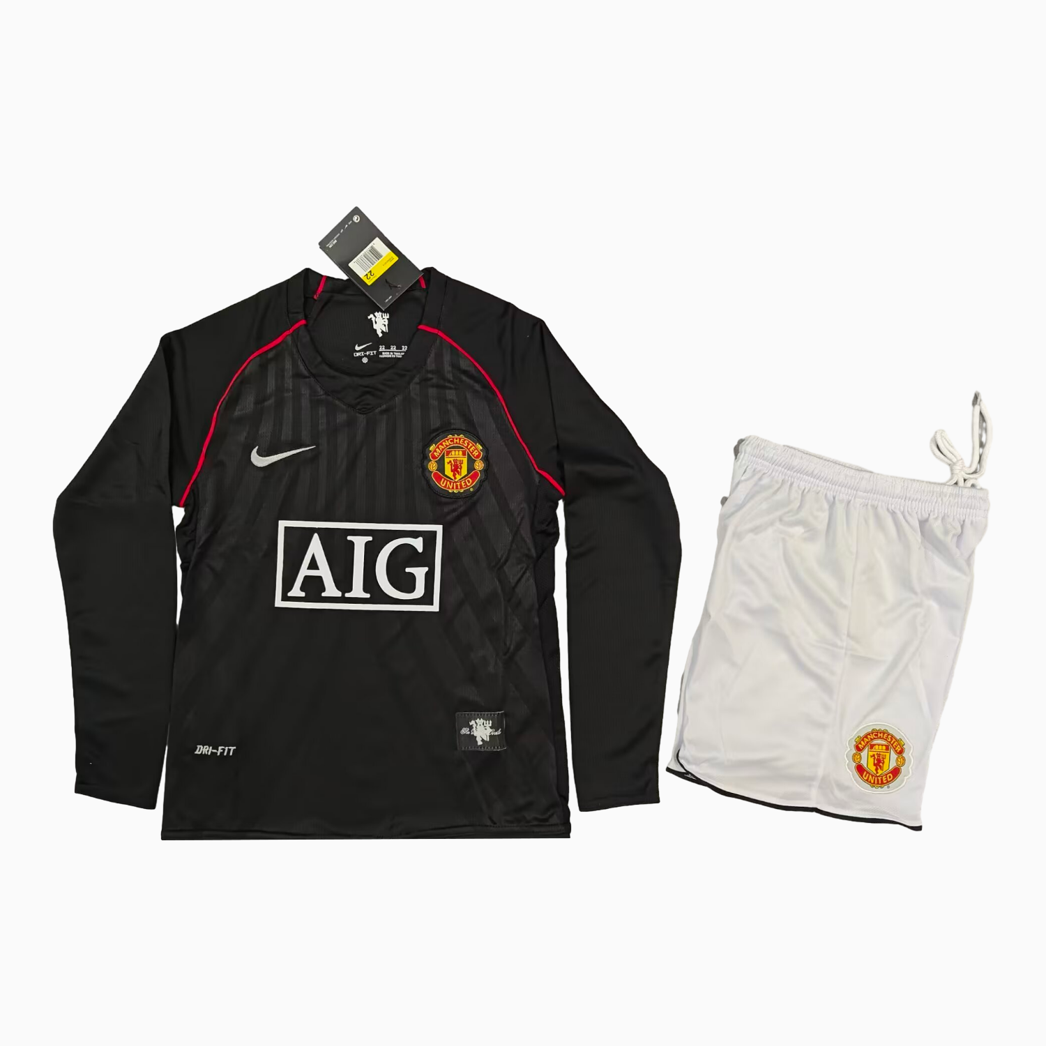AlphaJersey-Retro Manchester United 2007-08 Away Black Kids Kit