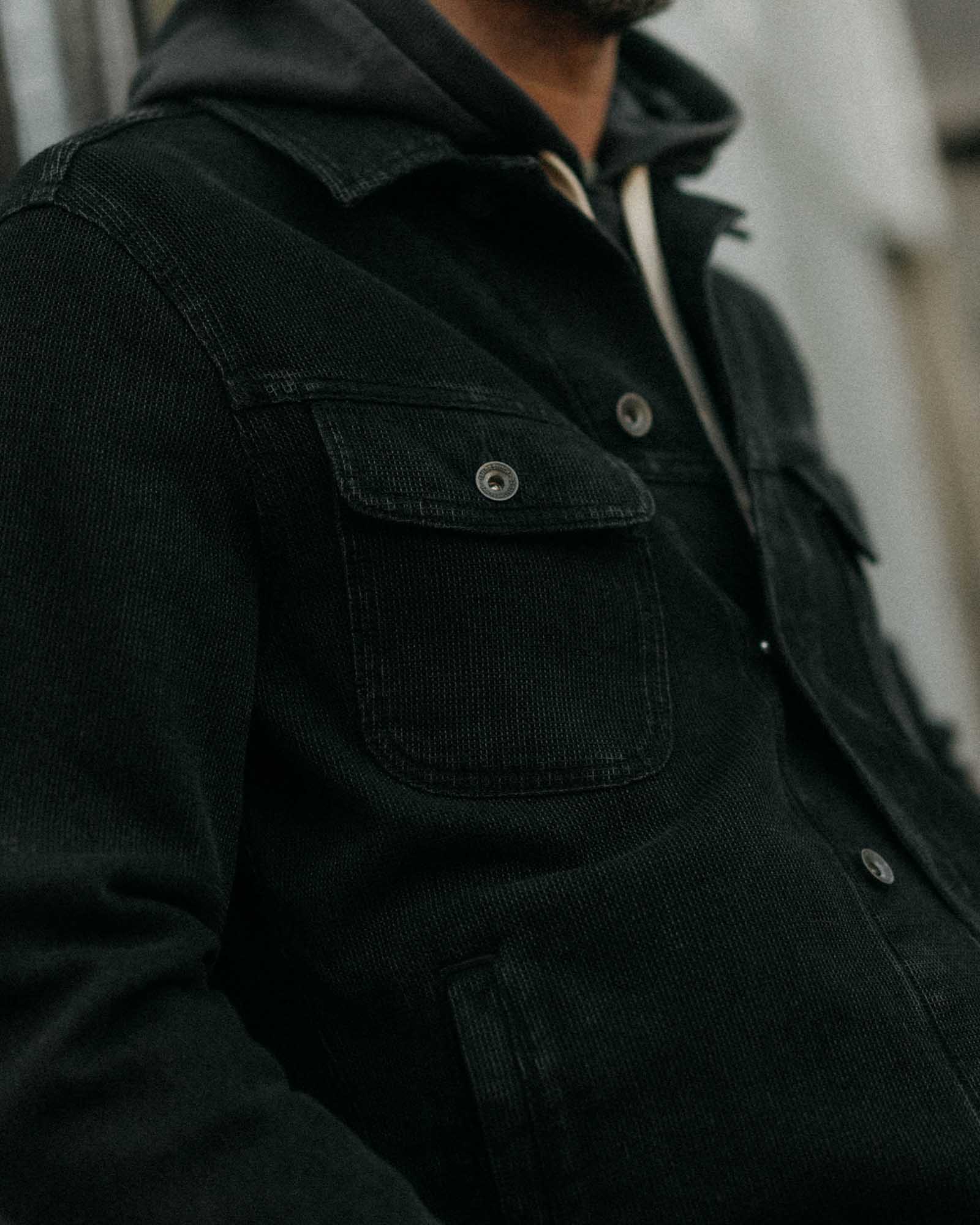 The Long Haul Jacket in Black Indigo Waffle | Modern Menswear by yycbvcnbmmnbm