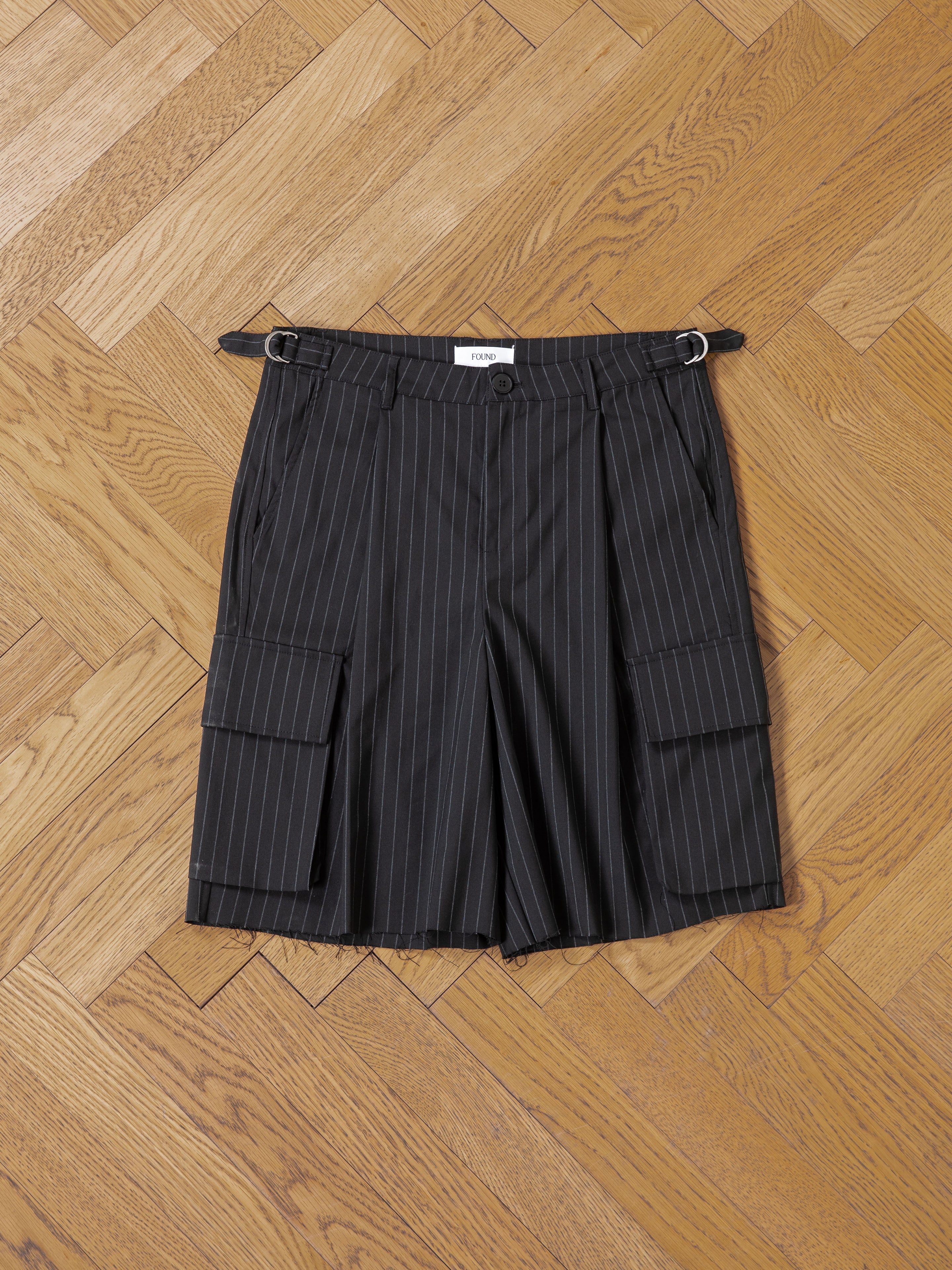 Hava Pinstripe Pleated Cargo Trouser Shorts | Modern Menswear by yycbvcnbmmnbm