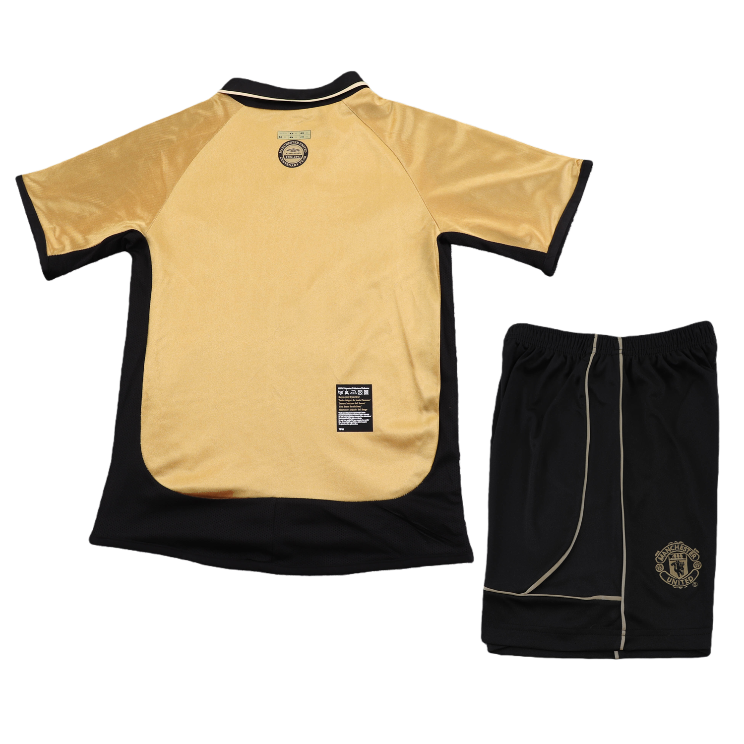 AlphaJersey-Retro Manchester United 2001-02 100th Centery Kids Kit - Yellow