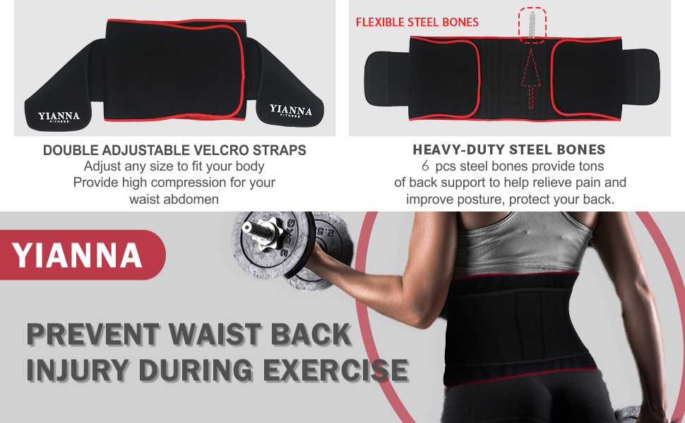 YIANNA Waist Trainer Trimmer Slimming Belt Hot Neoprene Sauna Sweat Belly Band Weight Loss