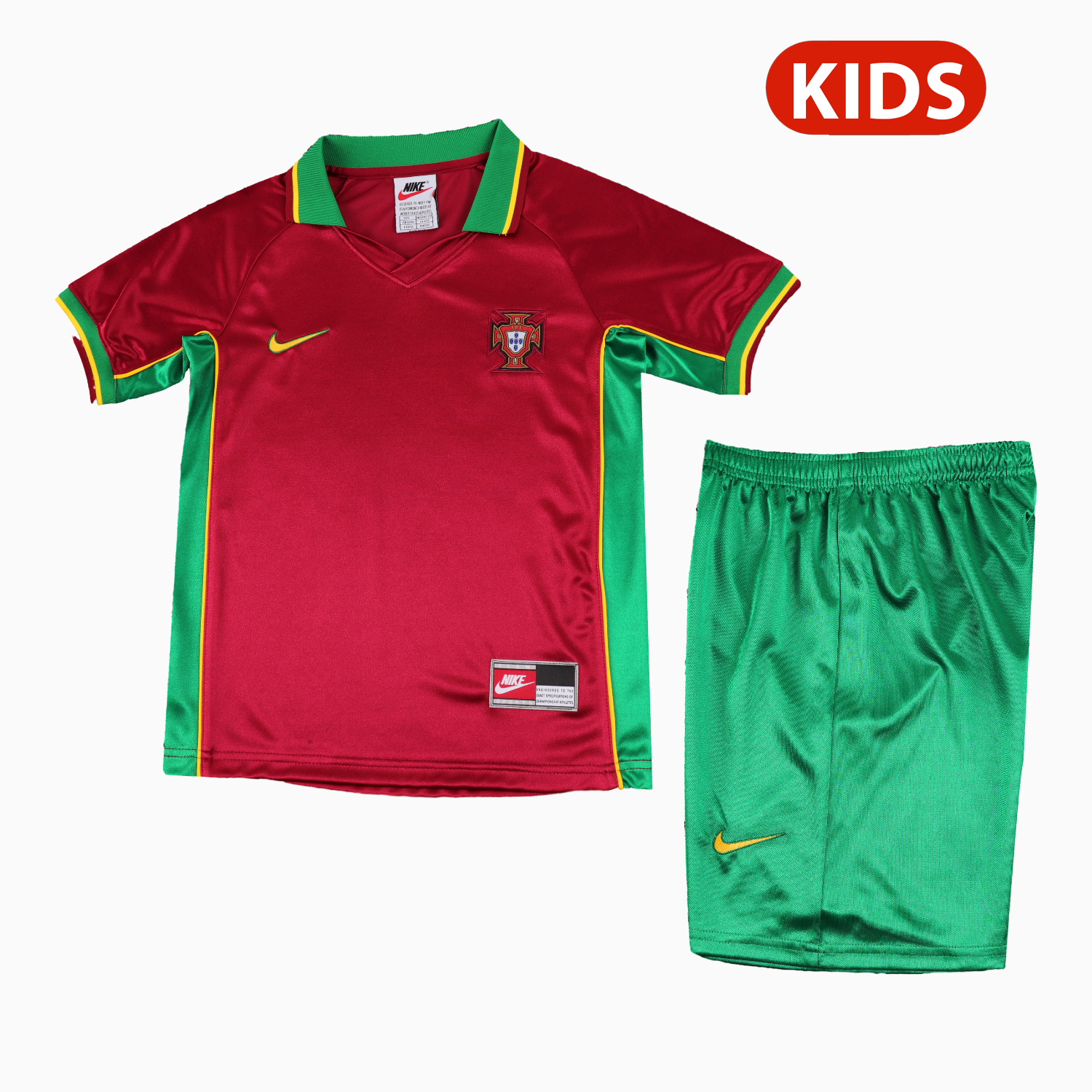 AlphaJersey-Retro Portugal 1998 Home Kids Kit