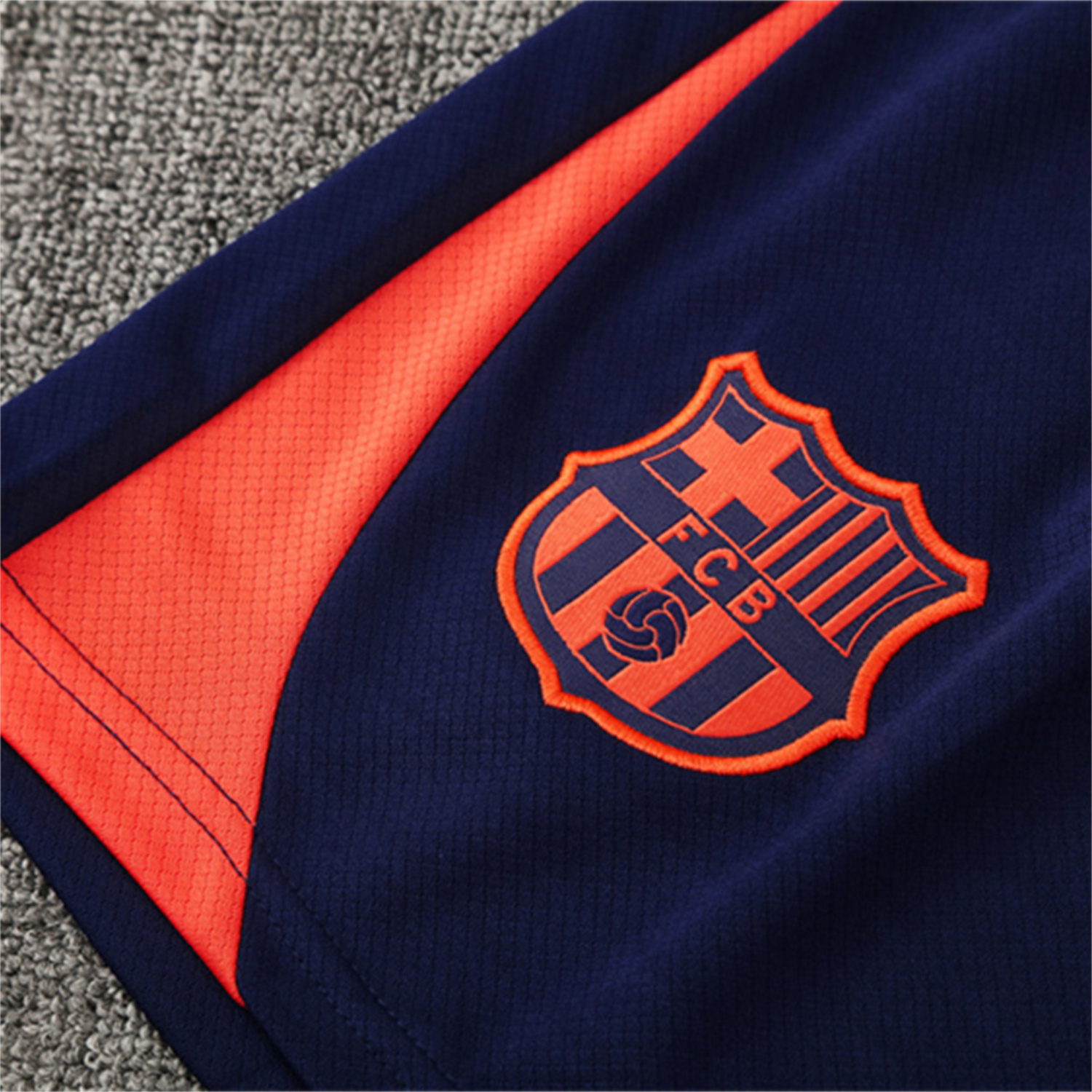 AlphaJersey-Barcelona 25-26 Short-Sleeve Training Set - Orange Top Royal Blue Sponsor& Royal Blue Shorts