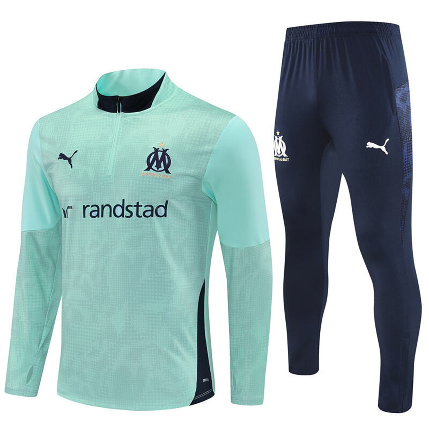 AlphaJersey-Marseille 25-26 Long Sleeve Training Set - Nattierblue Top & Deep Blue Pants