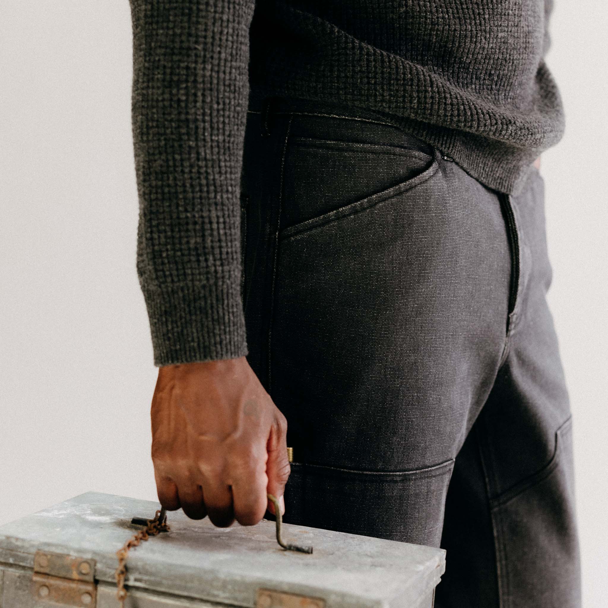 The Chore Pant in Coal Chipped Canvas | Modern Menswear by yycbvcnbmmnbm