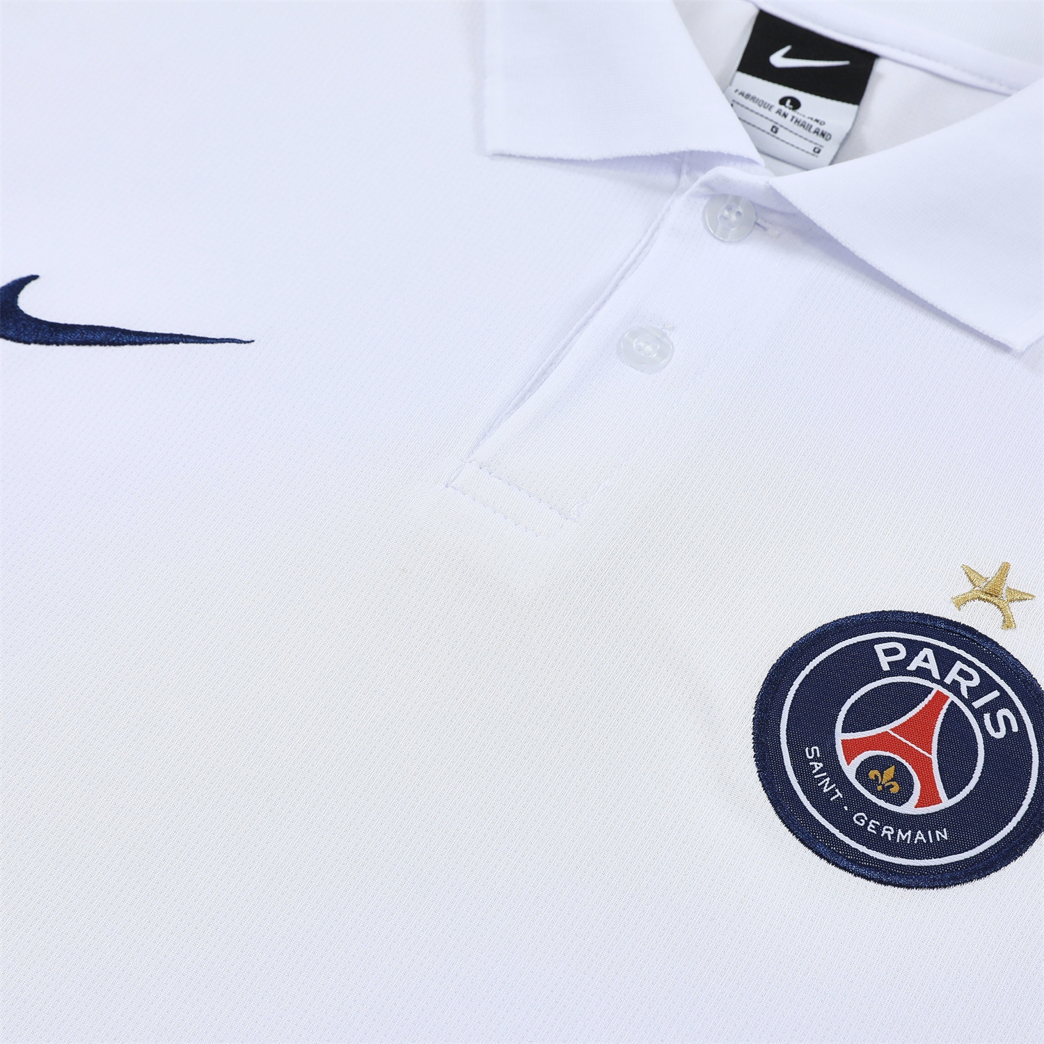 AlphaJersey-Paris Saint-Germain PSG 25-26 POLO Short-Sleeve Training Set - White Top and Dark Blue Pants