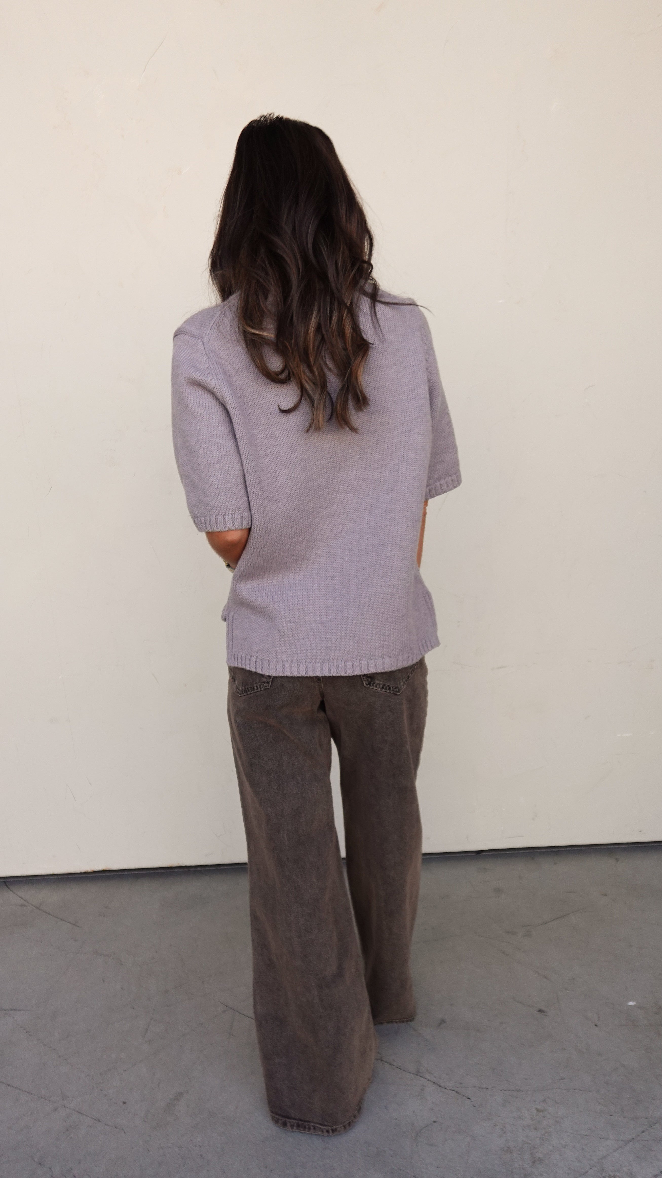 Gray Short Sleeve Sweater | Elegant Women's Fashion by coolavocek