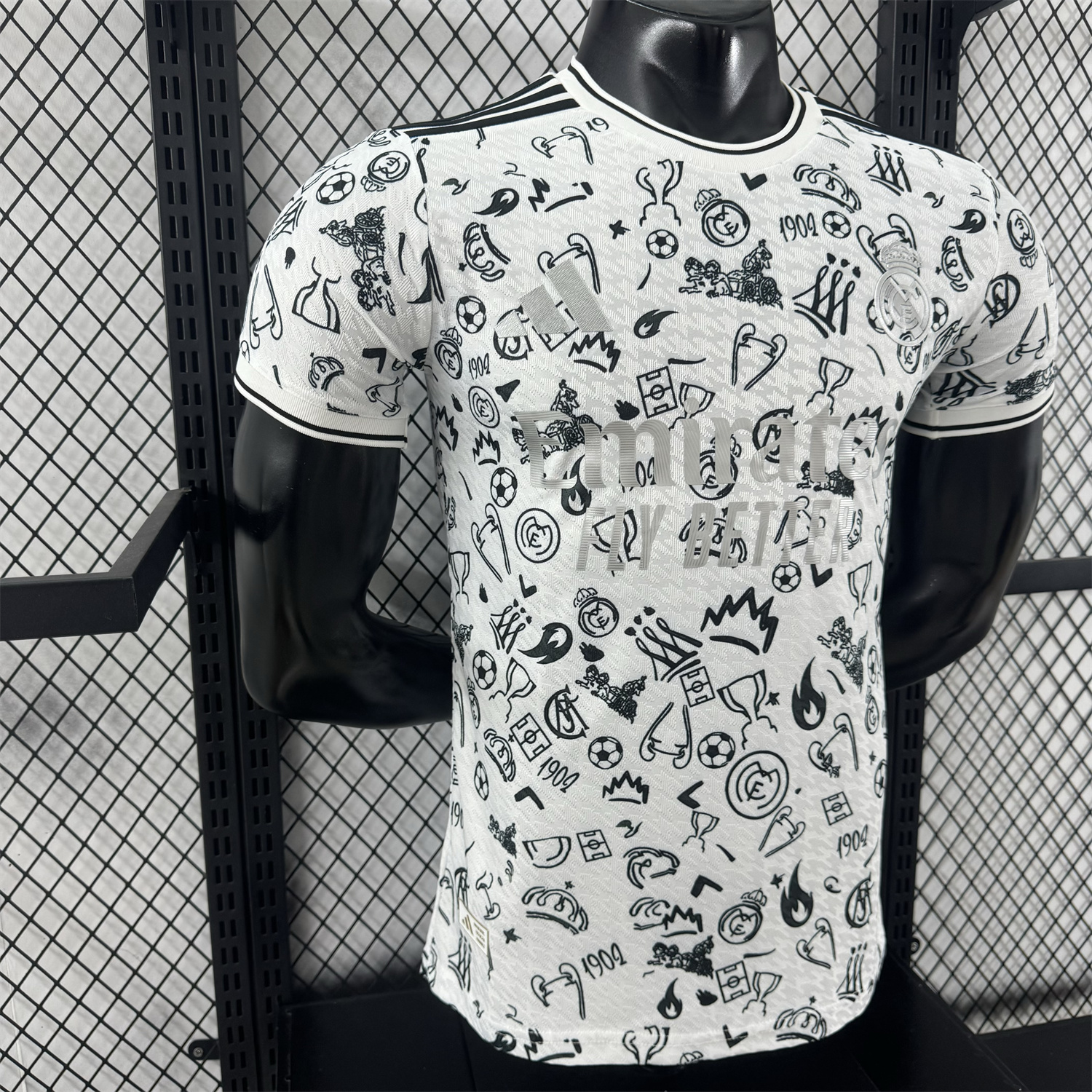 AlphaJersey-Real Madrid 25-26 White Special Jersey with Black Emoji Icons - Player Version