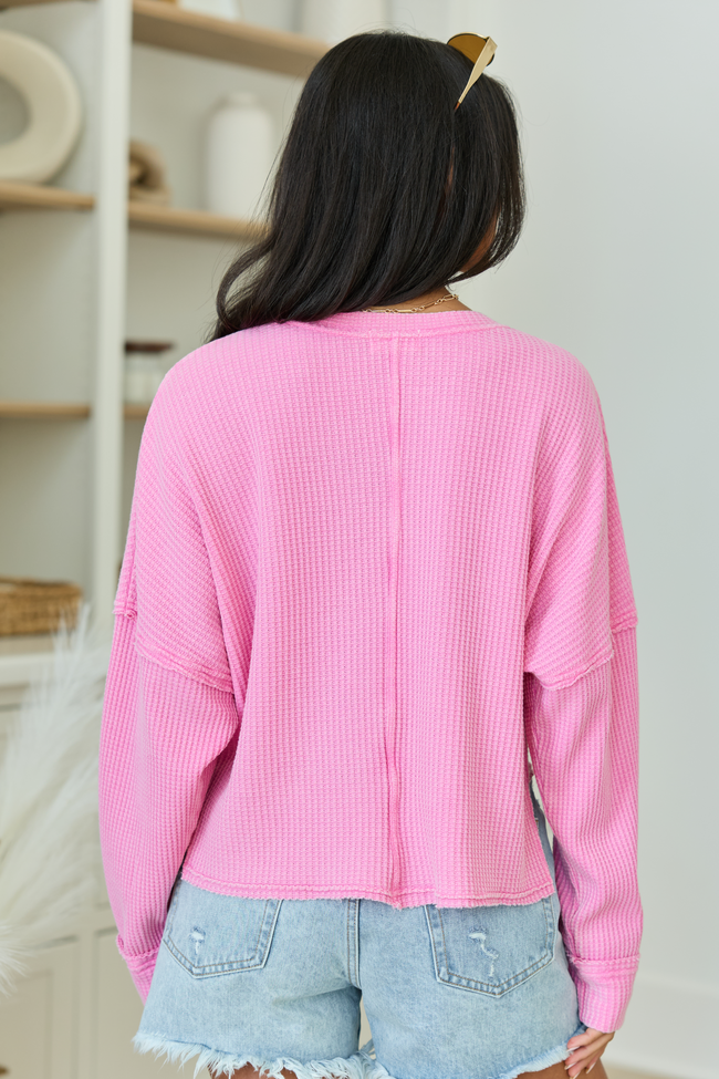 Felicity Fuchsia Pink Cropped Acid Wash Top SALE | Elegant Women's Fashion by coolavocek