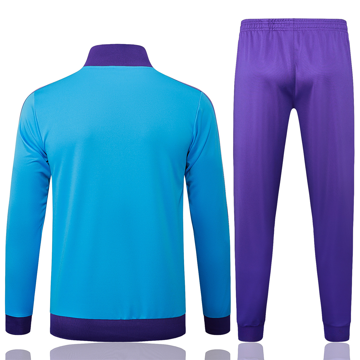 AlphaJersey-Real Madrid 25-26 Throwback Trefoil Jacket Training Tracksuit - Blue Jackets & Purple Pants
