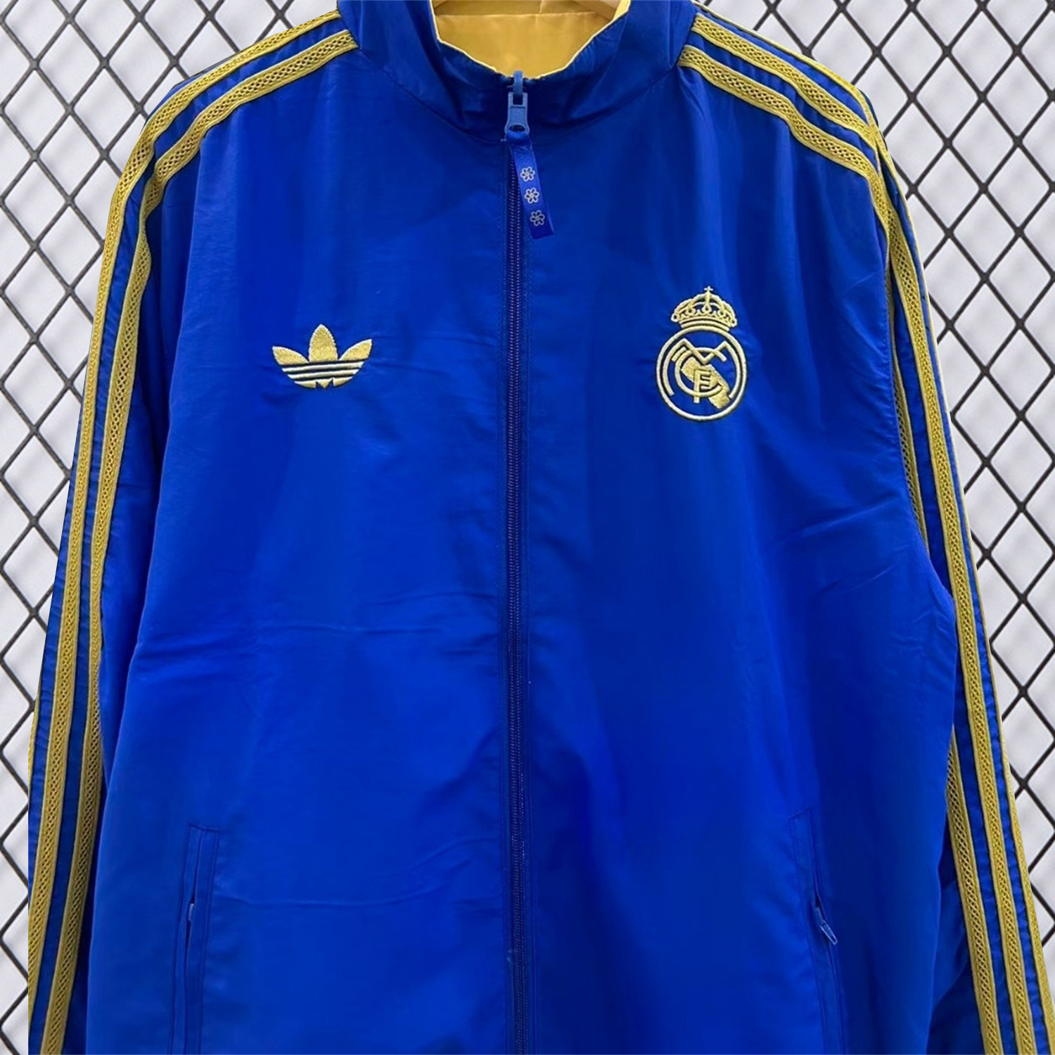 AlphaJersey-Real Madrid 25-26 Cultural Story Chinese Lucky Double Sided Windbreaker Jacket - Blue