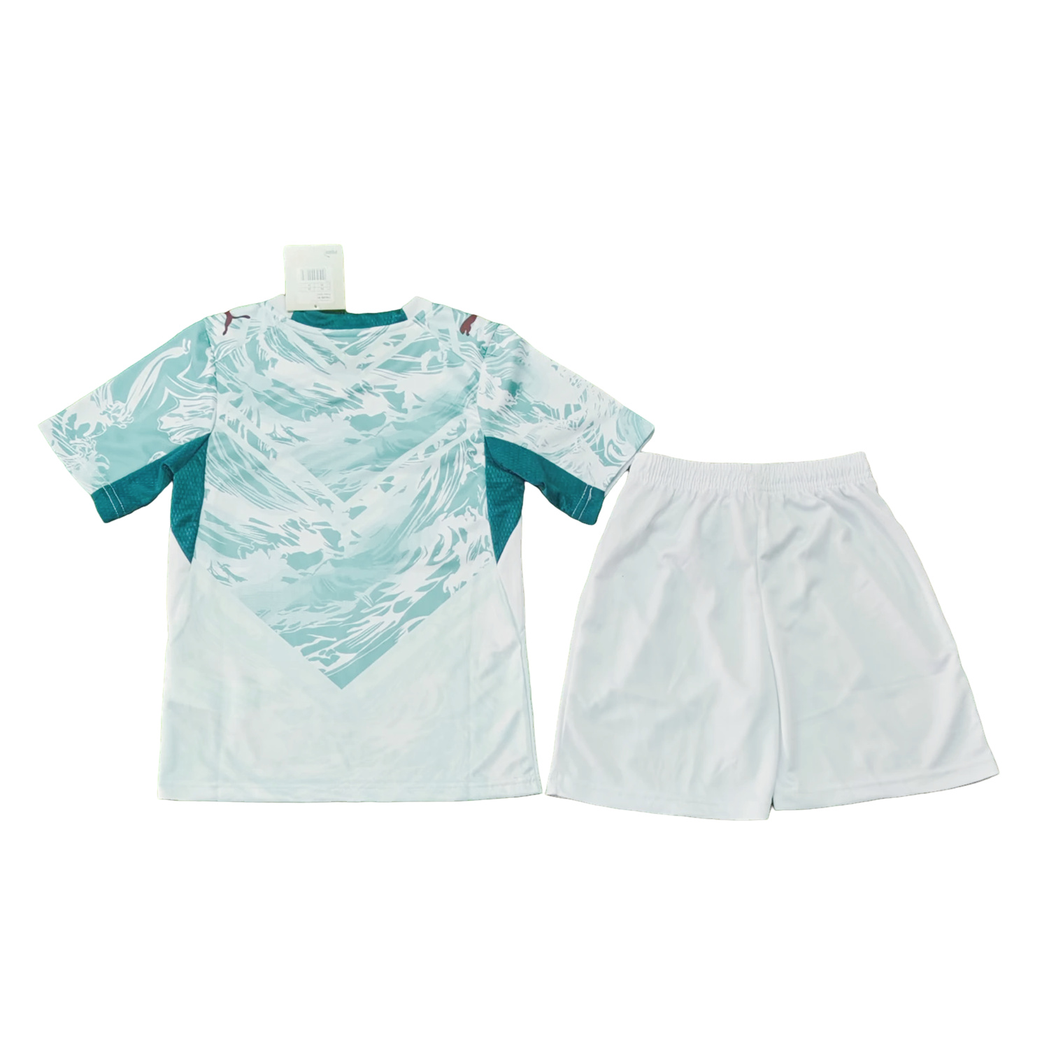 AlphaJersey-Portugal 2026 Away White And Cyan Kids Kit