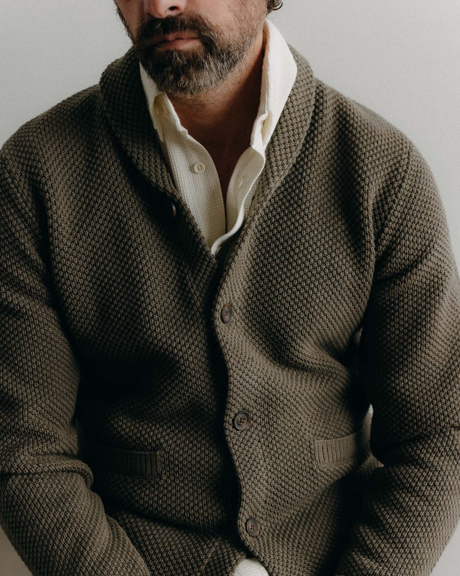 The Crawford Sweater in Fatigue Olive | Modern Menswear by yycbvcnbmmnbm