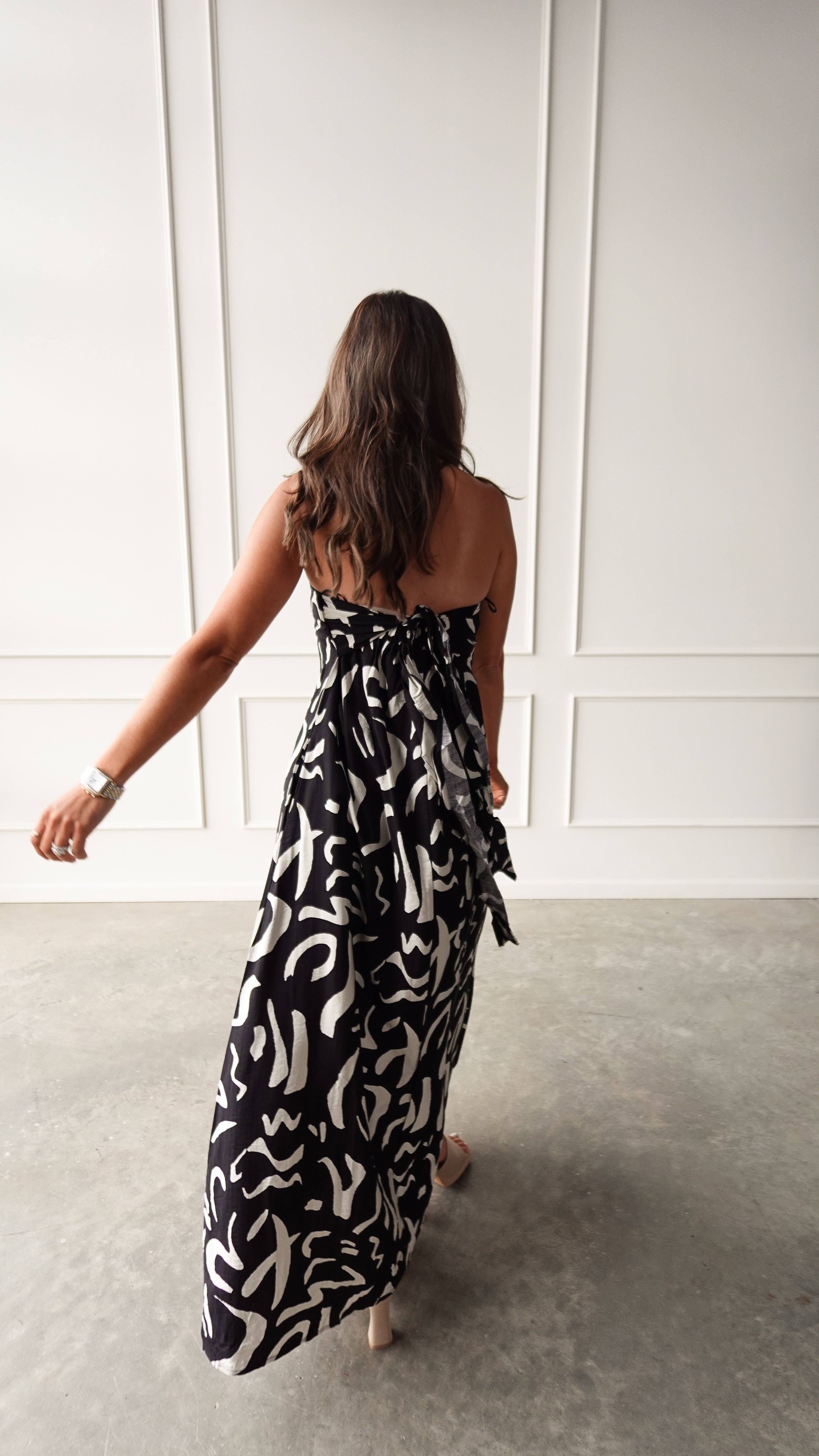 Black Patterned Strapless Dress | Elegant Women's Fashion by coolavocek