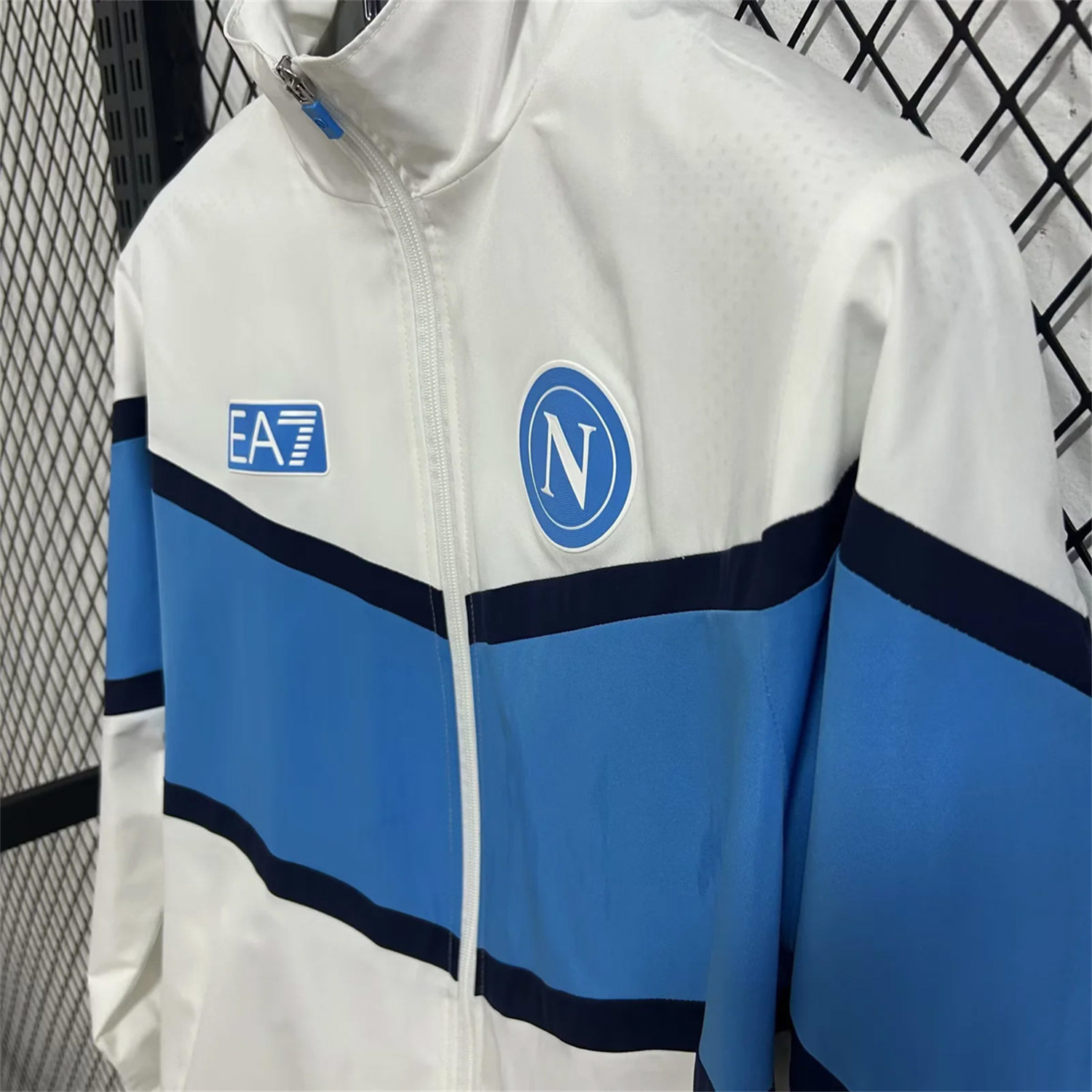 AlphaJersey-Napoli 25-26 Windbreaker Jacket - White And Blue