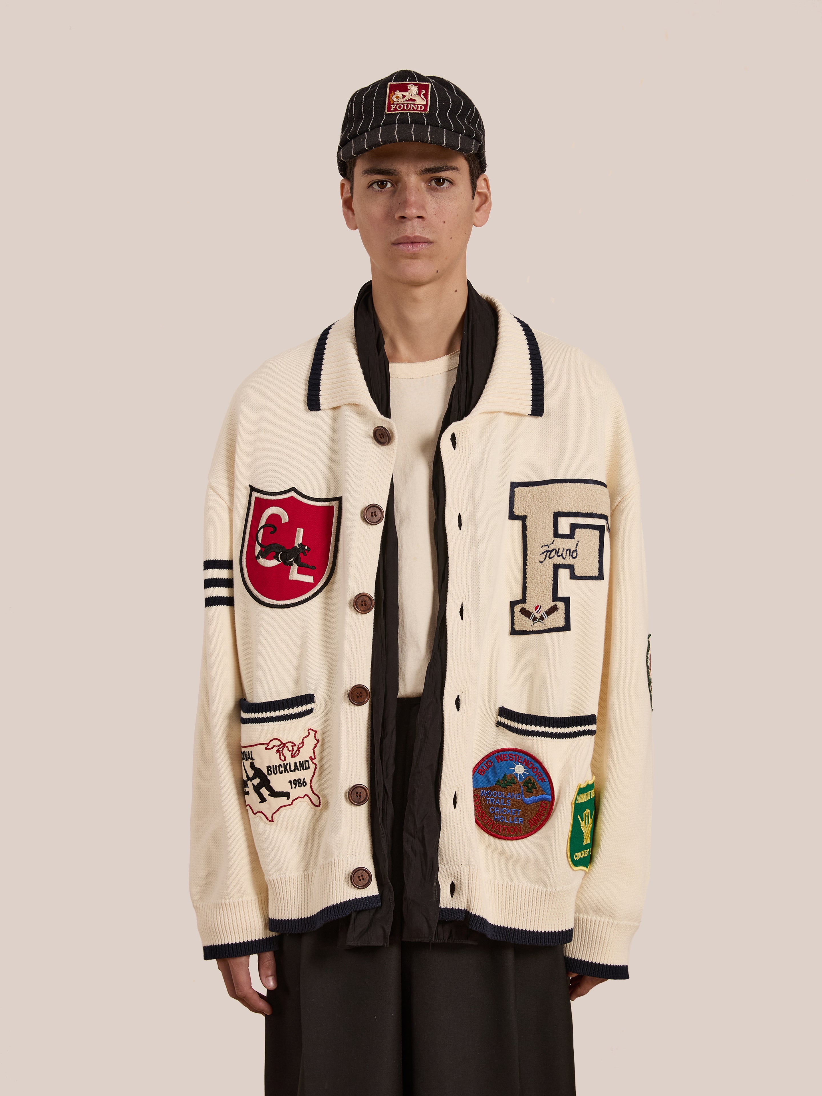 York Varsity Patch Collared Cardigan | Modern Menswear by yycbvcnbmmnbm