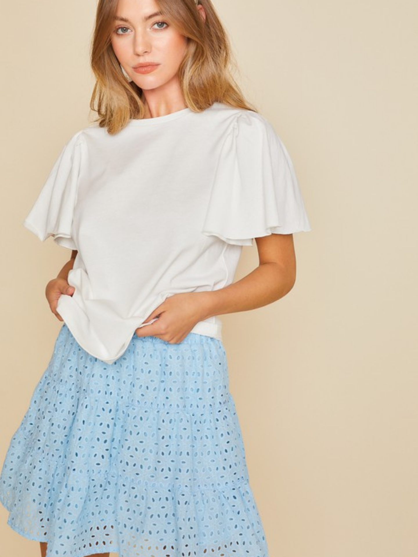 Eyelet Flirty Mini Skirt | Elegant Women's Fashion by coolavocek