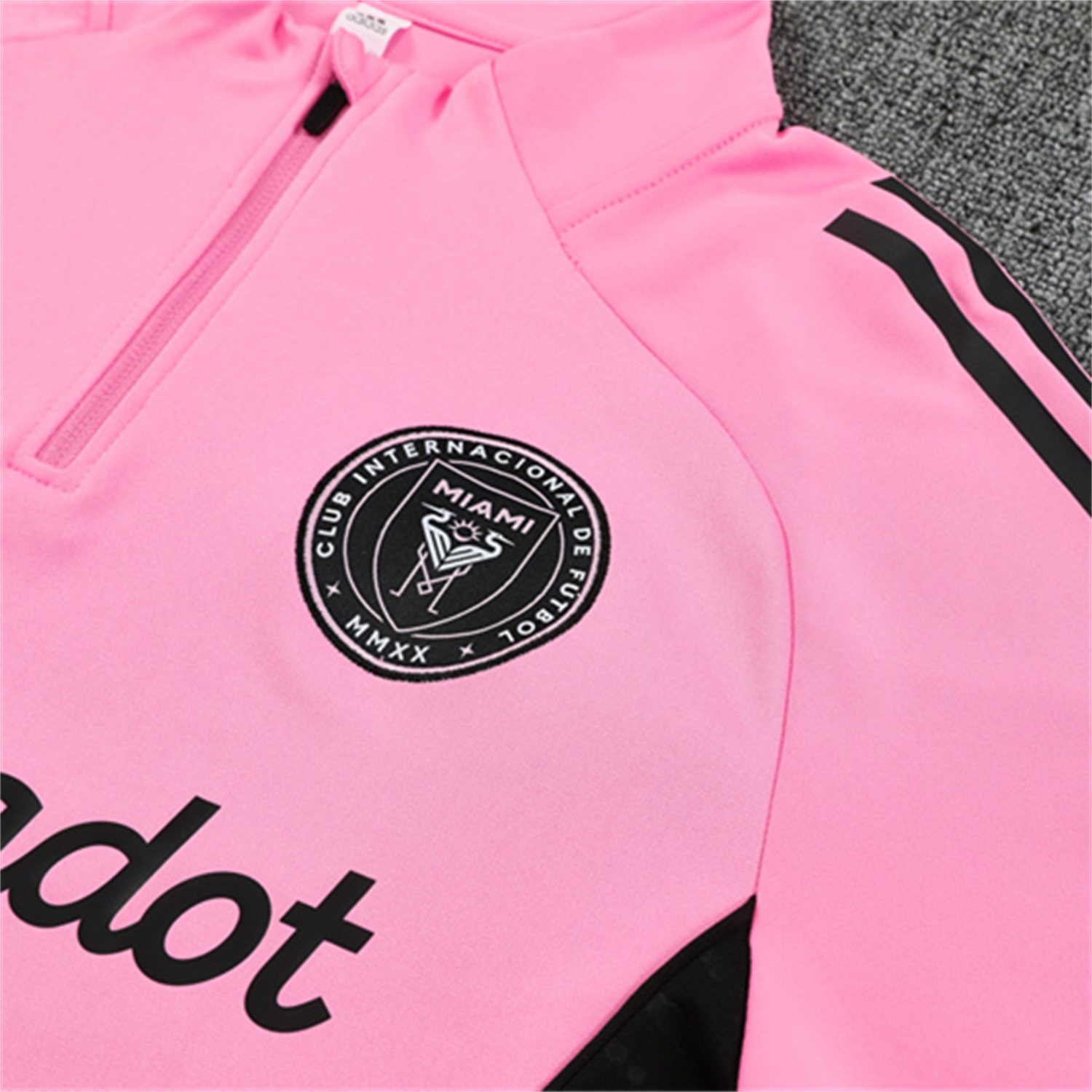 AlphaJersey-INT M.A.M 25-26 Long Sleeves Training with Black Sponsors Set - Pink Top & Black Pants