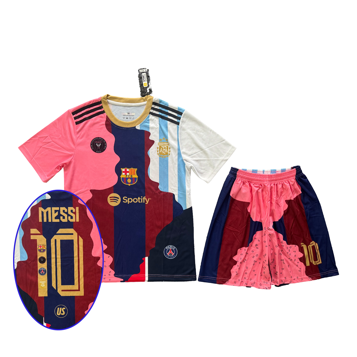 AlphaJersey-Messi Career Commemorative Men's Adult Jersey Set - Fans Versionwith Messi #10 - Barcelona Argentina Paris Saint-Germain PSG INT M.A.M