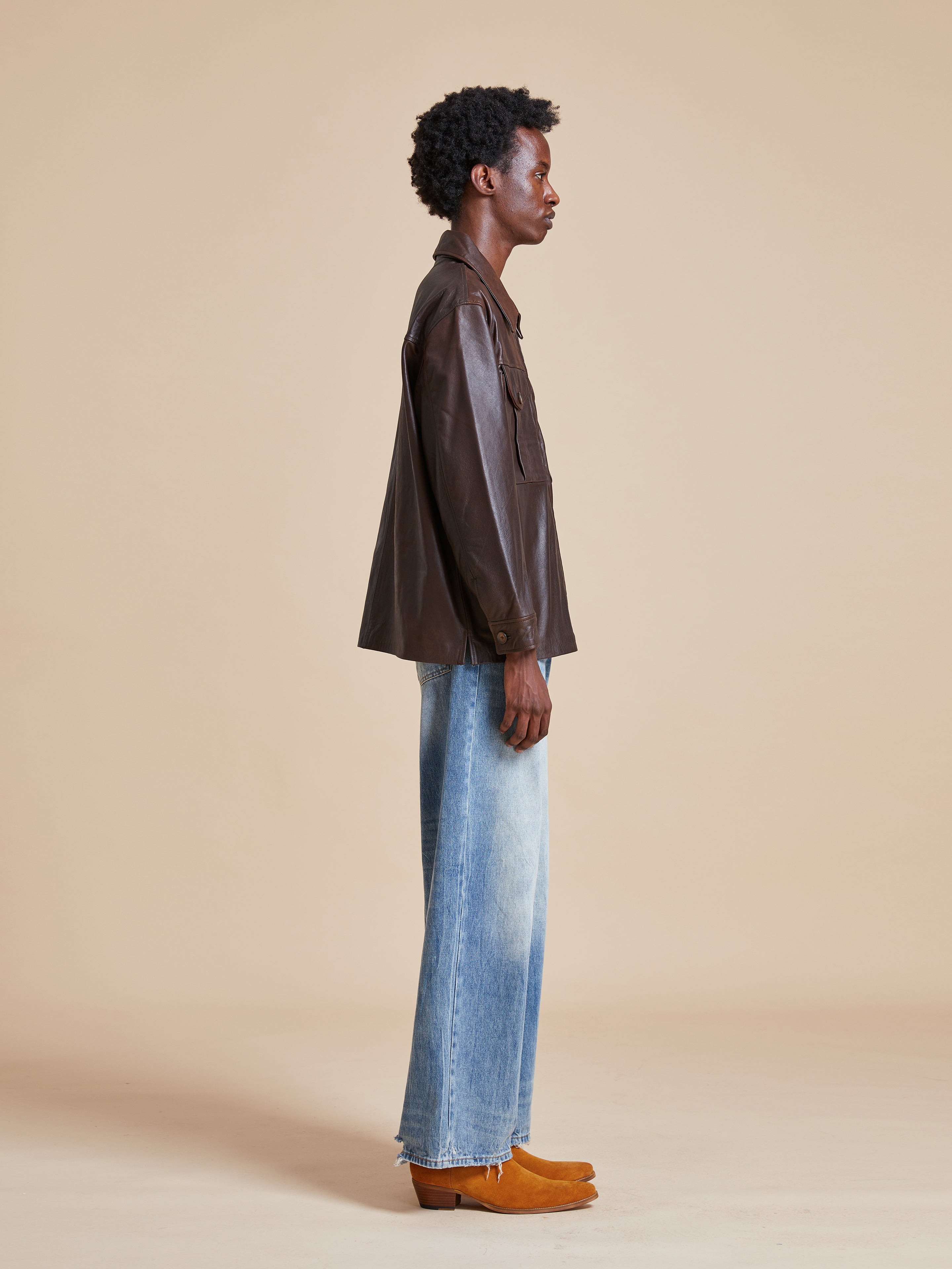Sepia Leather Overshirt | Modern Menswear by yycbvcnbmmnbm