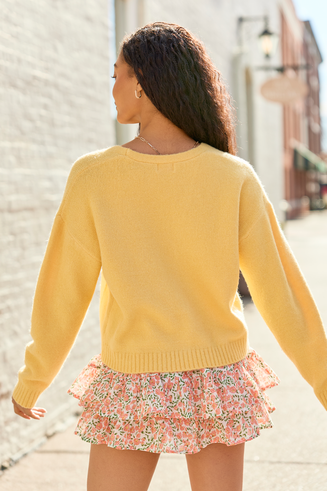 Kathryn Yellow Long Sleeve Cardigan SALE | Elegant Women's Fashion by coolavocek