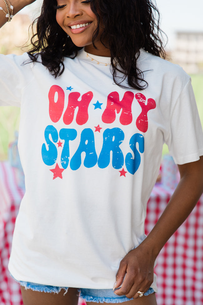 Oh My Stars White Graphic Tee DOORBUSTER | Elegant Women's Fashion by coolavocek