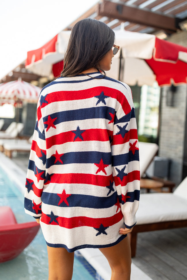 Old Glory Stars and Stripes Oversized Sweater | Elegant Women's Fashion by coolavocek