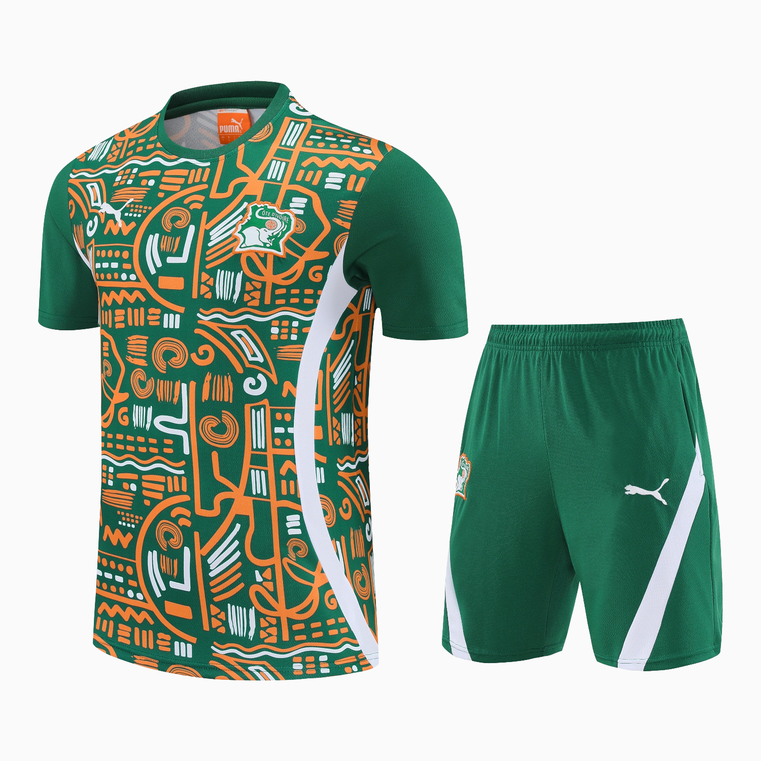 AlphaJersey-Ivory Coast 2026 Short-Sleeve Training Set - Green Top and Shorts