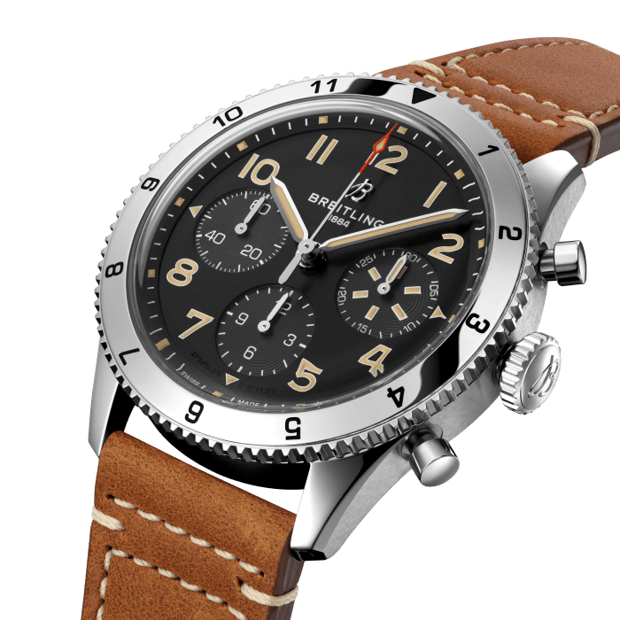 From brave first takeoffs to the birth of commercial air travel, Breitling’s history is inseparable from that of flight. In the 1930s, Breitling’s Huit Aviation department made its name inventing precision cockpit clocks. Two decades later, it introduced yet another novel flight instrument, this time in wearable form: the Ref. 765 AVI. That pioneering pilot’s watch provided the technical backdrop for today’s Classic AVI, a collection inspired by the rugged spirit of famed early aircraft.The Classic AVI P-51 Mustang honors one of those legends. When the aircraft was built in a mere 120 days, even its developer North American Aviation, didn’t anticipate what a powerhouse it had on its hands. The P-51’s low-drag wings and engine-cooling system—considered experimental when the single-seat fighter first took off in 1940—gave it unprecedented speed and range. The addition of a Merlin engine, expanded the plane’s performance to high altitudes, making it the best all-purpose fighter of its time.As a true pilot’s watch designed to withstand the rigors of a vintage cockpit, the Classic AVI P-51 Mustang features large, highly legible Arabic numerals on the dial and bezel.The knurled bezel on the 42mm case provides optimal grip, even in a pilot’s gloved hands. Top-stitched calfskin straps give a nod to the seams found on classic flight gear, while the stainless-steel bracelet provides an elegant alternative. Pilots and other travelers will appreciate its legibility, wearability, and understated style. The engine of the Classic AVI is the COSC-certified Breitling Caliber 23 movement, which provides approximately 48-hours of power reserve.