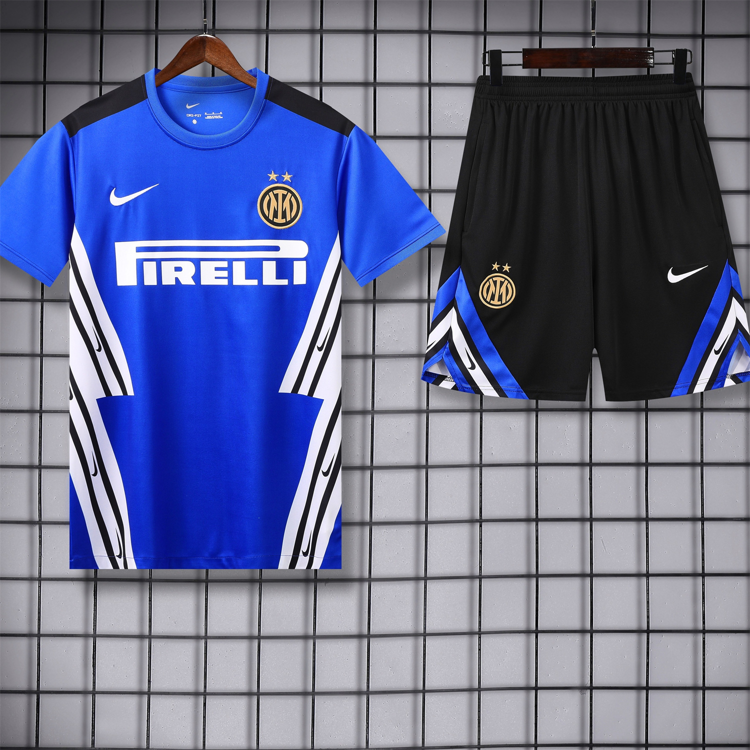 AlphaJersey-Inter Milan 25-26 Short-Sleeve Training Set - Blue Top & Black Shorts