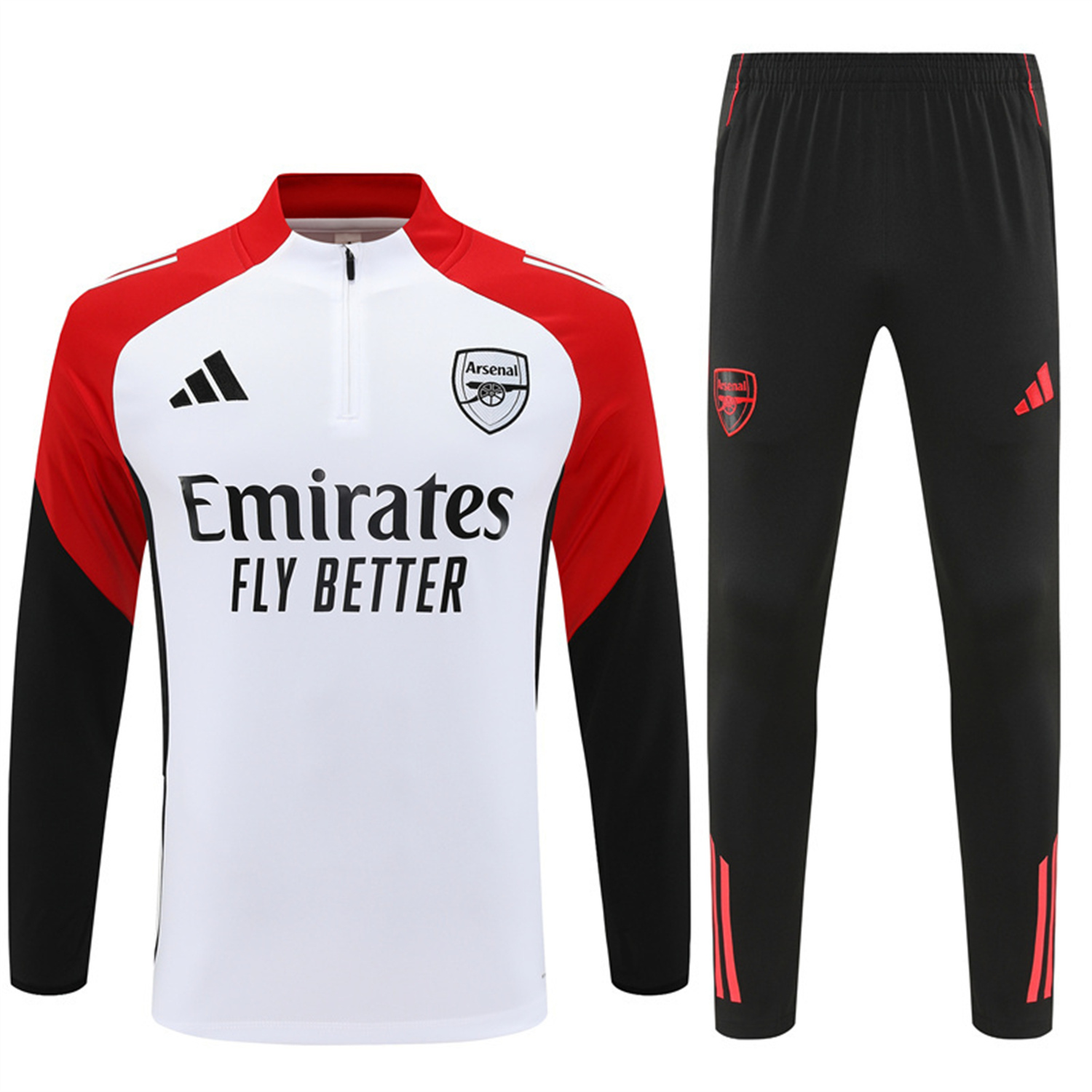 AlphaJersey-Arsenal 25-26 Kids Long Sleeve Training Set - White Top & Black Pants