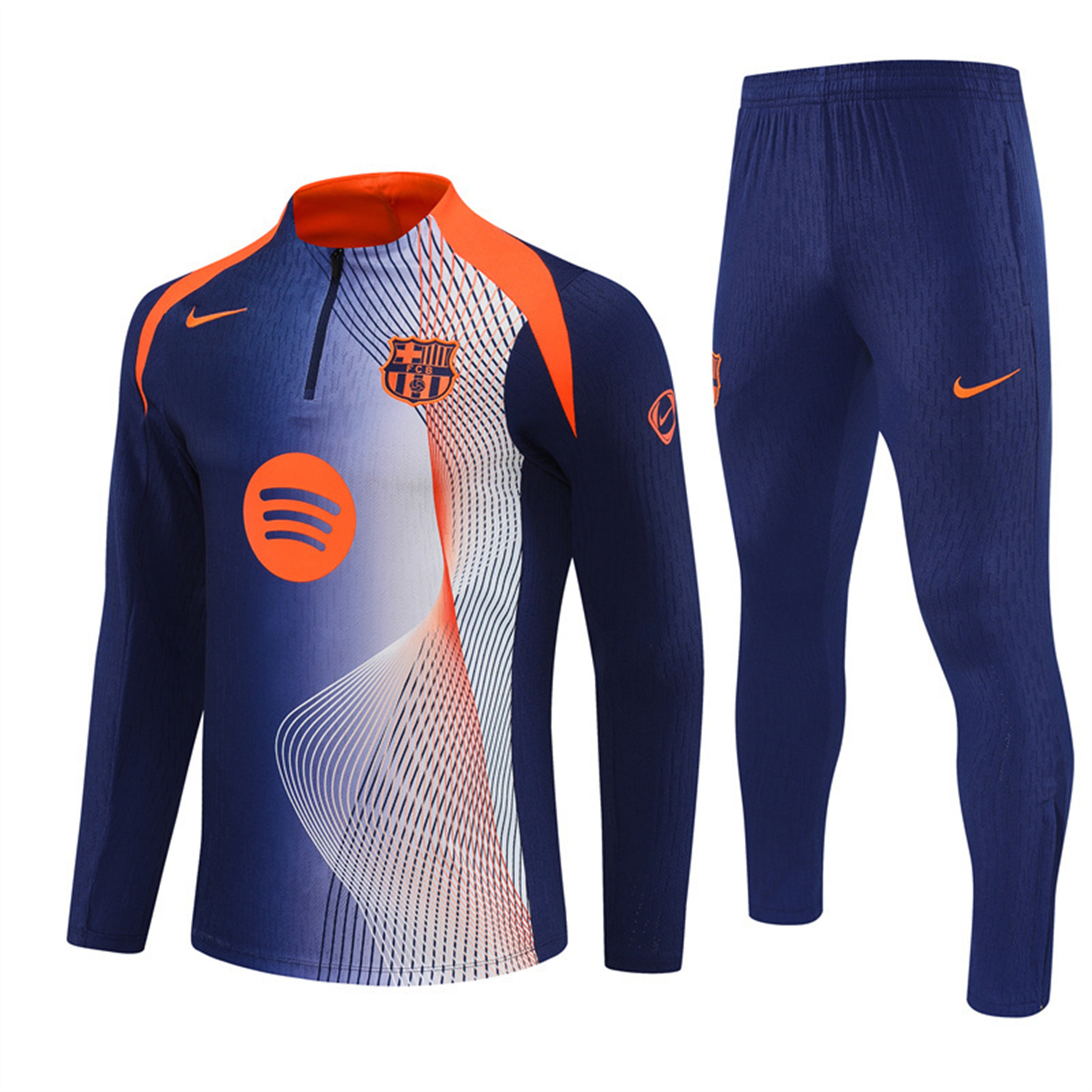 AlphaJersey-Barcelona 25-26 Long Sleeve Training Set - Red Blue Line Top & Blue Pants