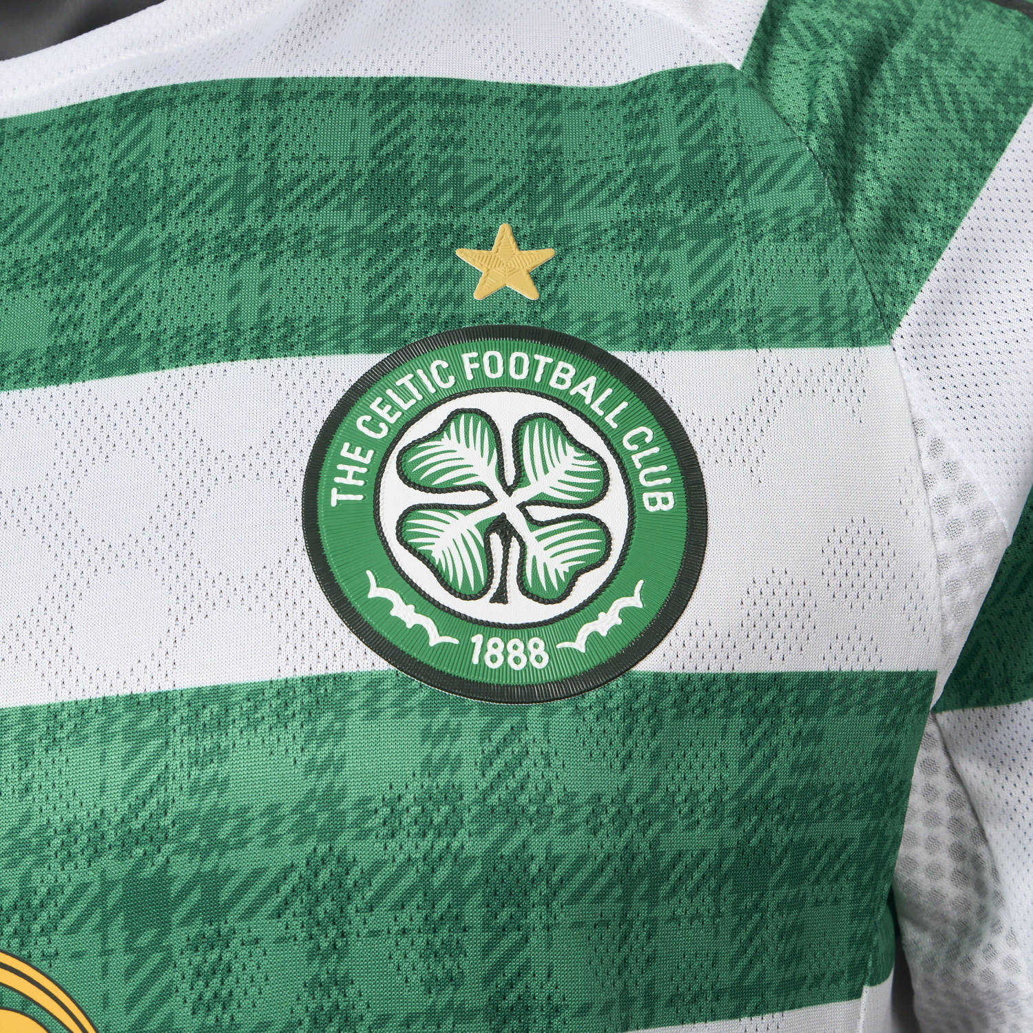 AlphaJersey-Celtic 25-26 Home Green White Stripes Jersey - Player Version