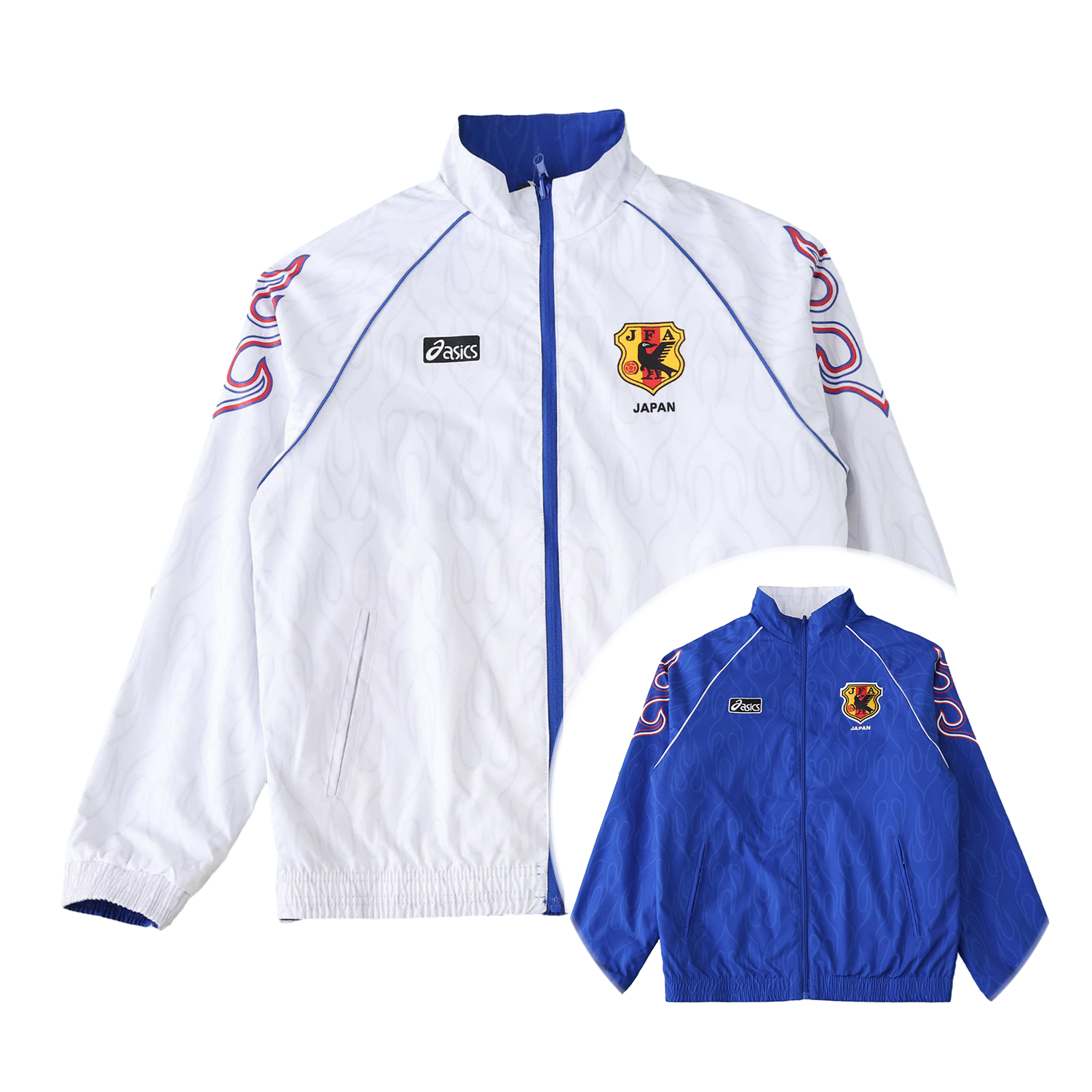AlphaJersey-Retro Japan 1998 Throwback Double Sided Reversible Windbreaker - White & Blue