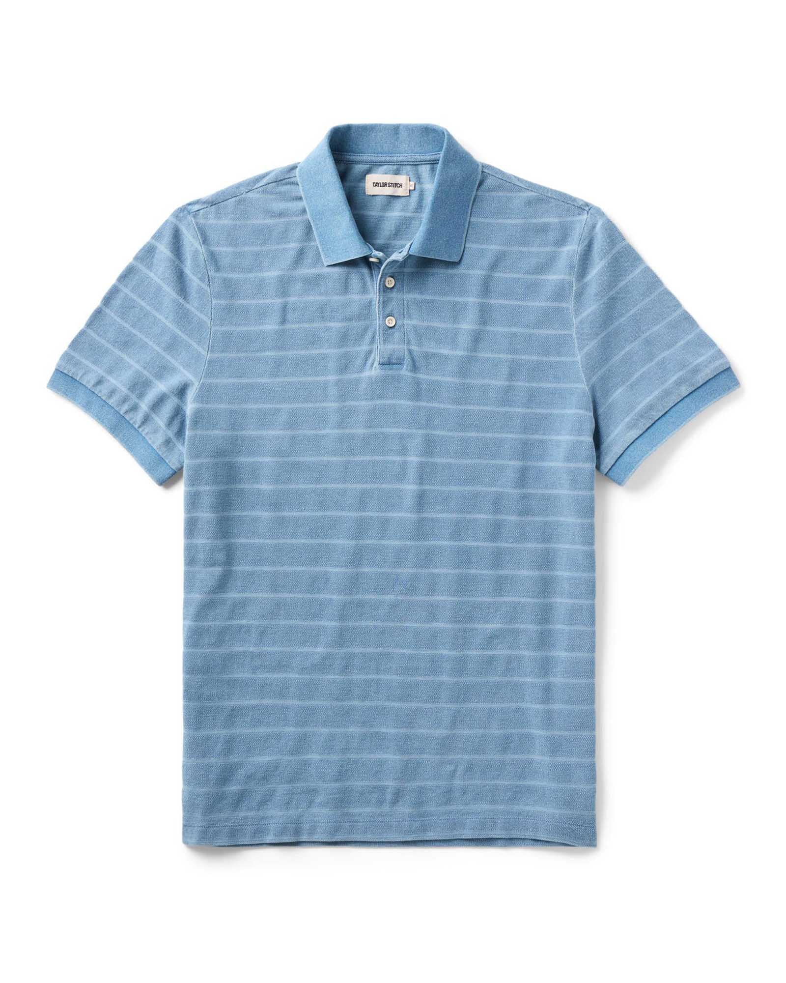 The Pacific Polo in Washed Indigo Pique Stripe | Modern Menswear by yycbvcnbmmnbm