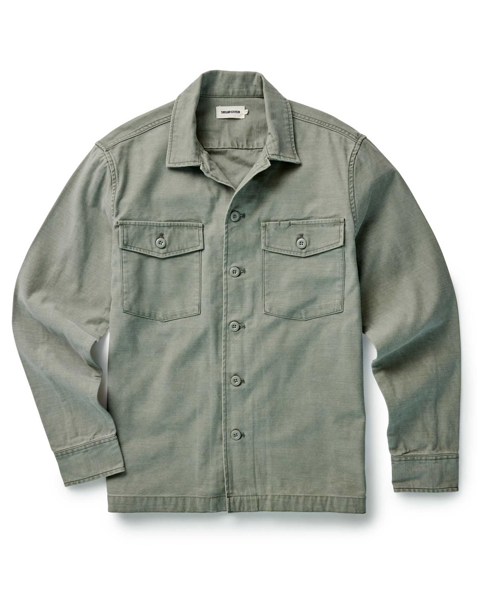 The Surplus Shirt in Field Olive Reverse Sateen | Modern Menswear by yycbvcnbmmnbm