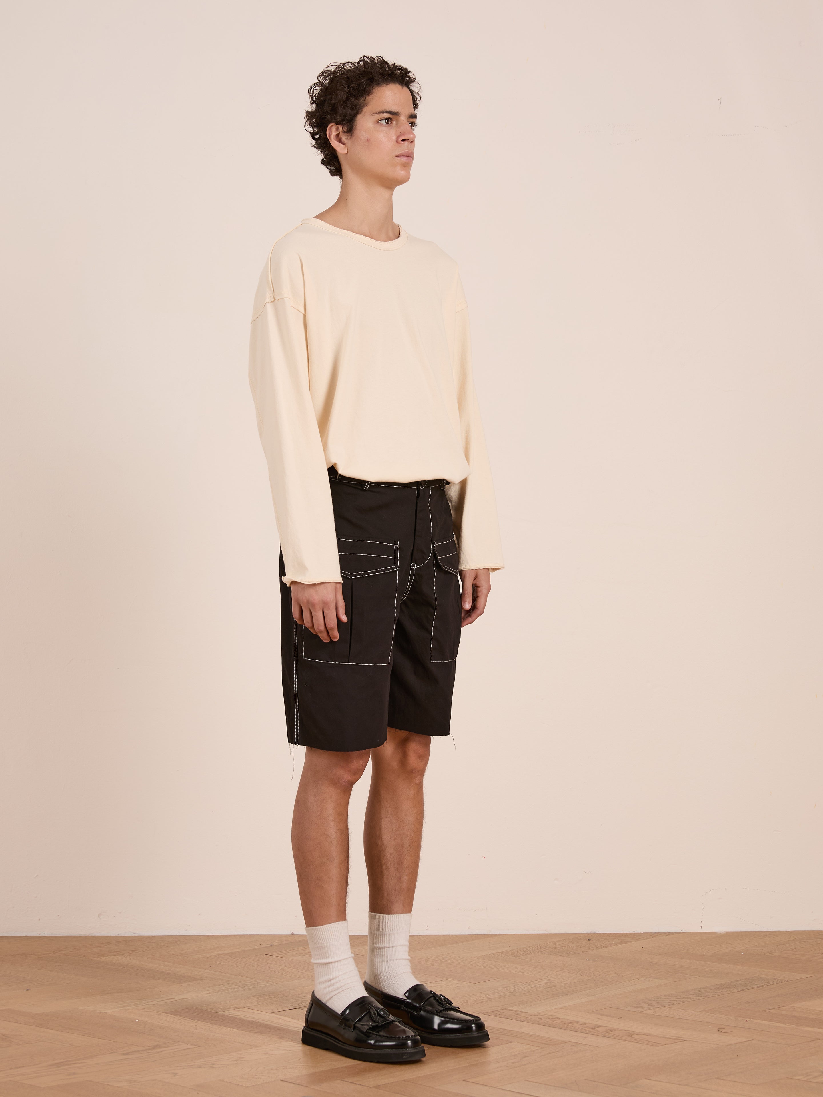 Lucca Black Contrast Pocket Trouser Shorts | Modern Menswear by yycbvcnbmmnbm