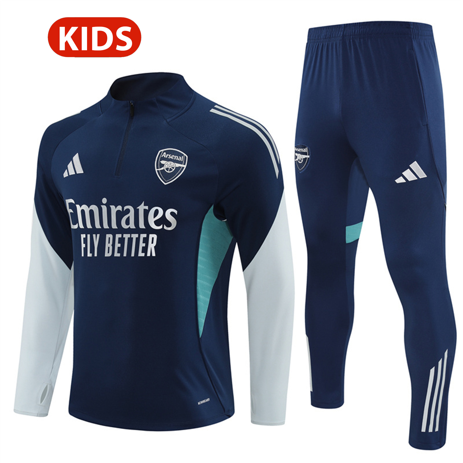 AlphaJersey-Arsenal 25-26 Kids Long Sleeve Training Set - Royal Blue Top & Royal Blue Pants