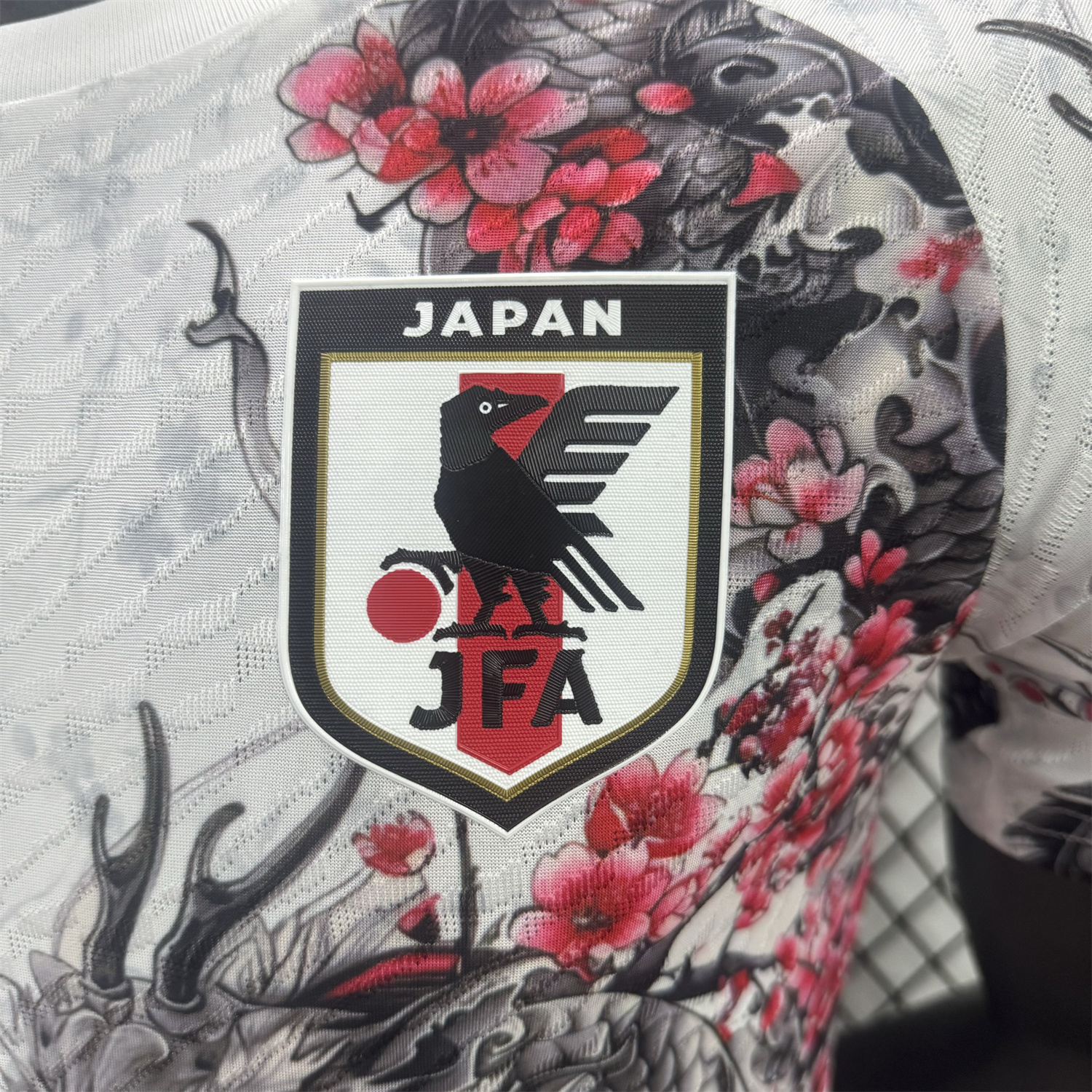 AlphaJersey-Japan 25-26 Black Dragon And Flowers White Special Jersey - Player Version