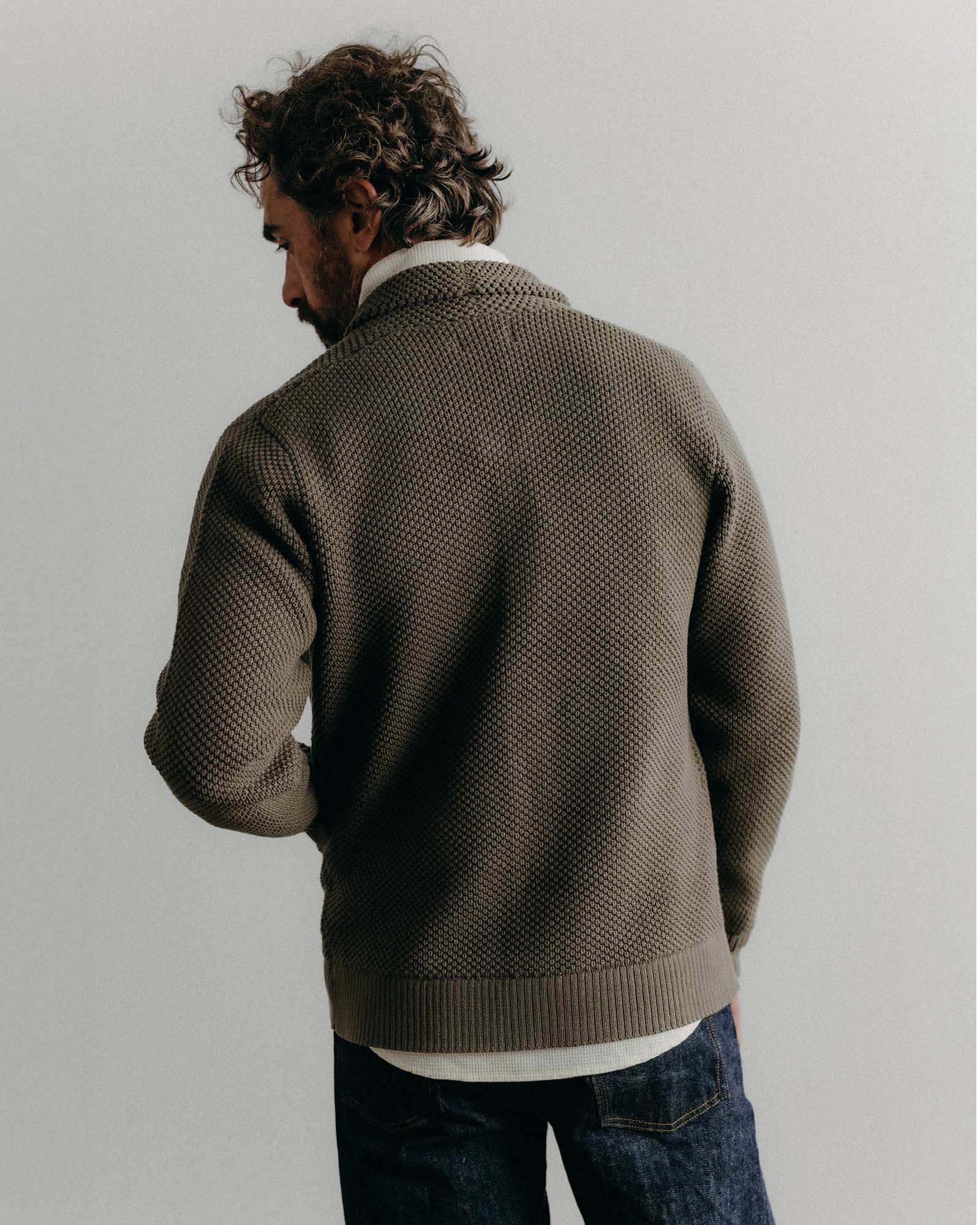 The Crawford Sweater in Fatigue Olive | Modern Menswear by yycbvcnbmmnbm