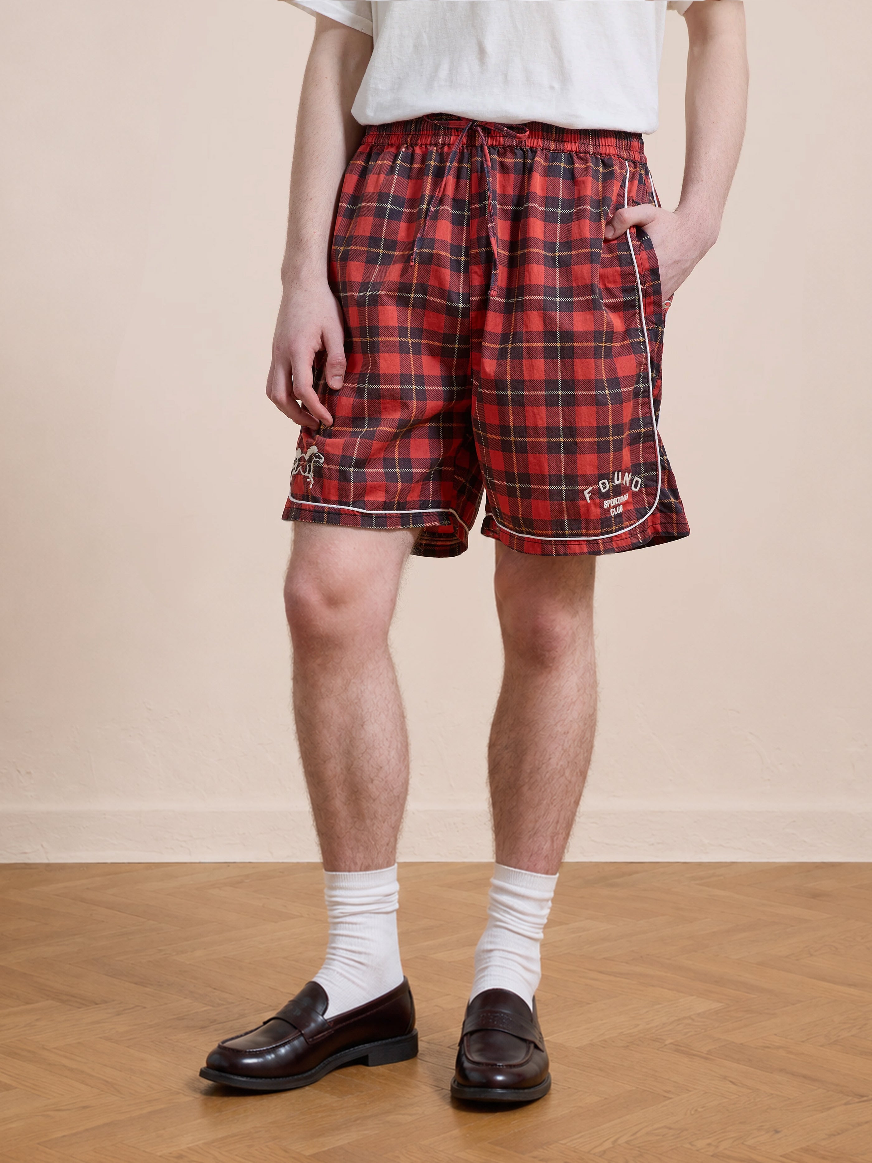 Red Plaid Track Shorts | Modern Menswear by yycbvcnbmmnbm