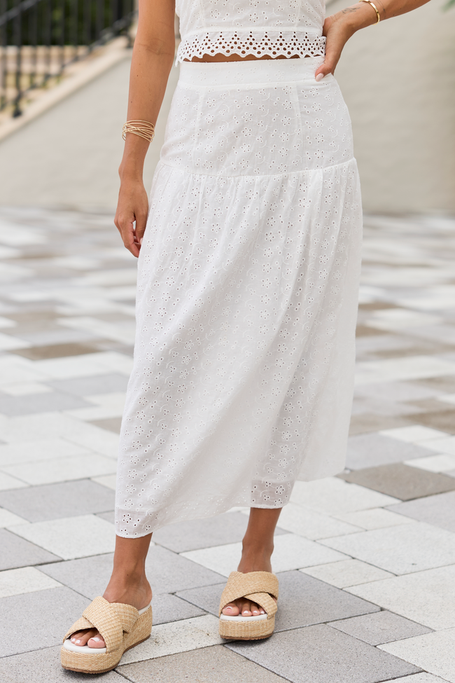 Take It Easy White Eyelet Tube Top Set | Elegant Women's Fashion by coolavocek