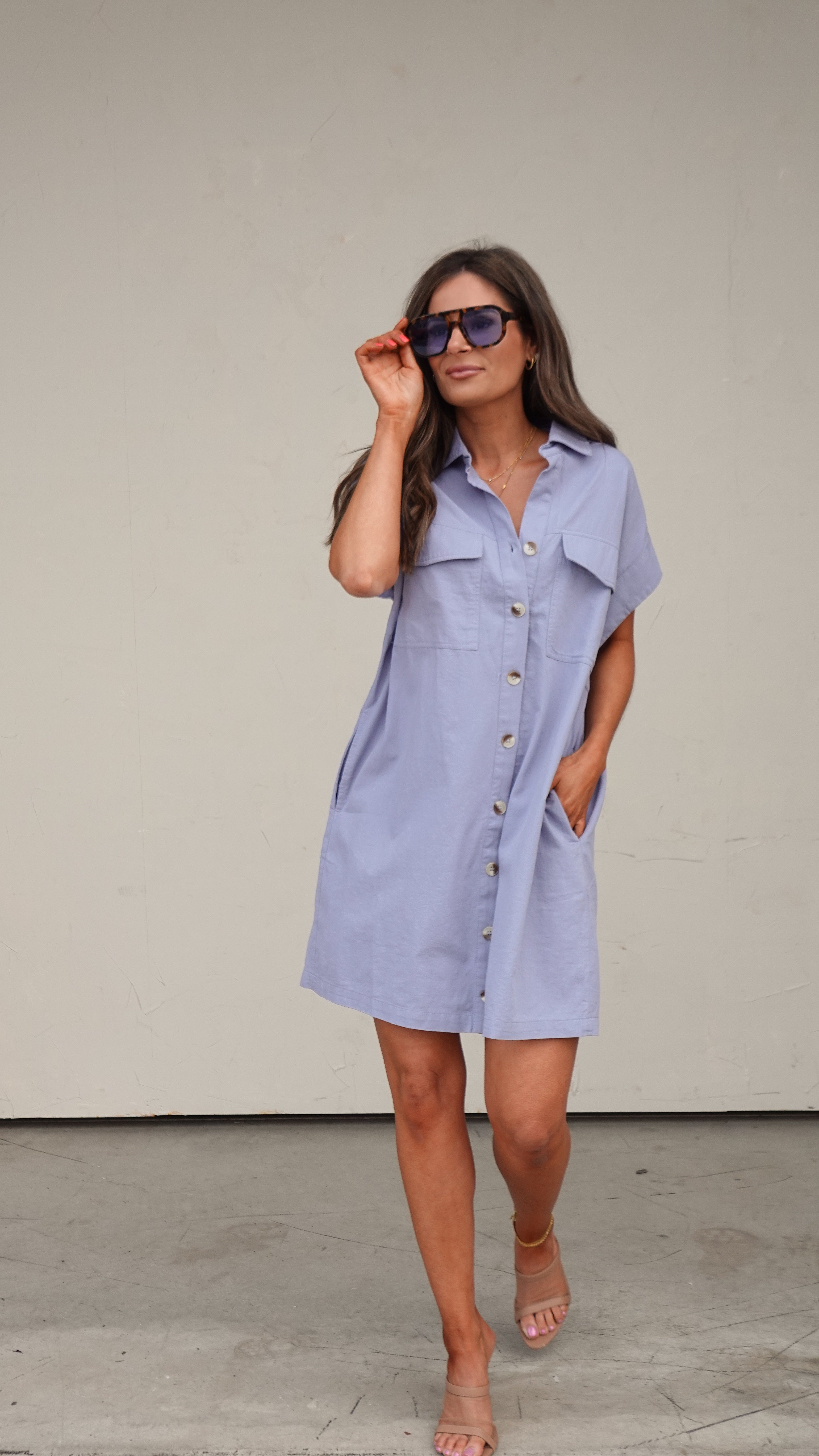 Blue Utility-Style Button Front Dress | Elegant Women's Fashion by coolavocek