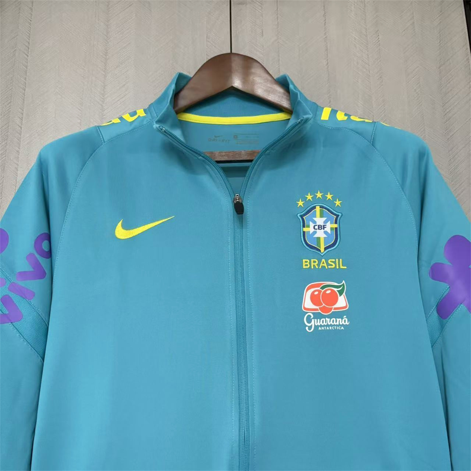 AlphaJersey-Retro Brazil 2022 Pre-Match Cyan Unsponsored Windbreaker