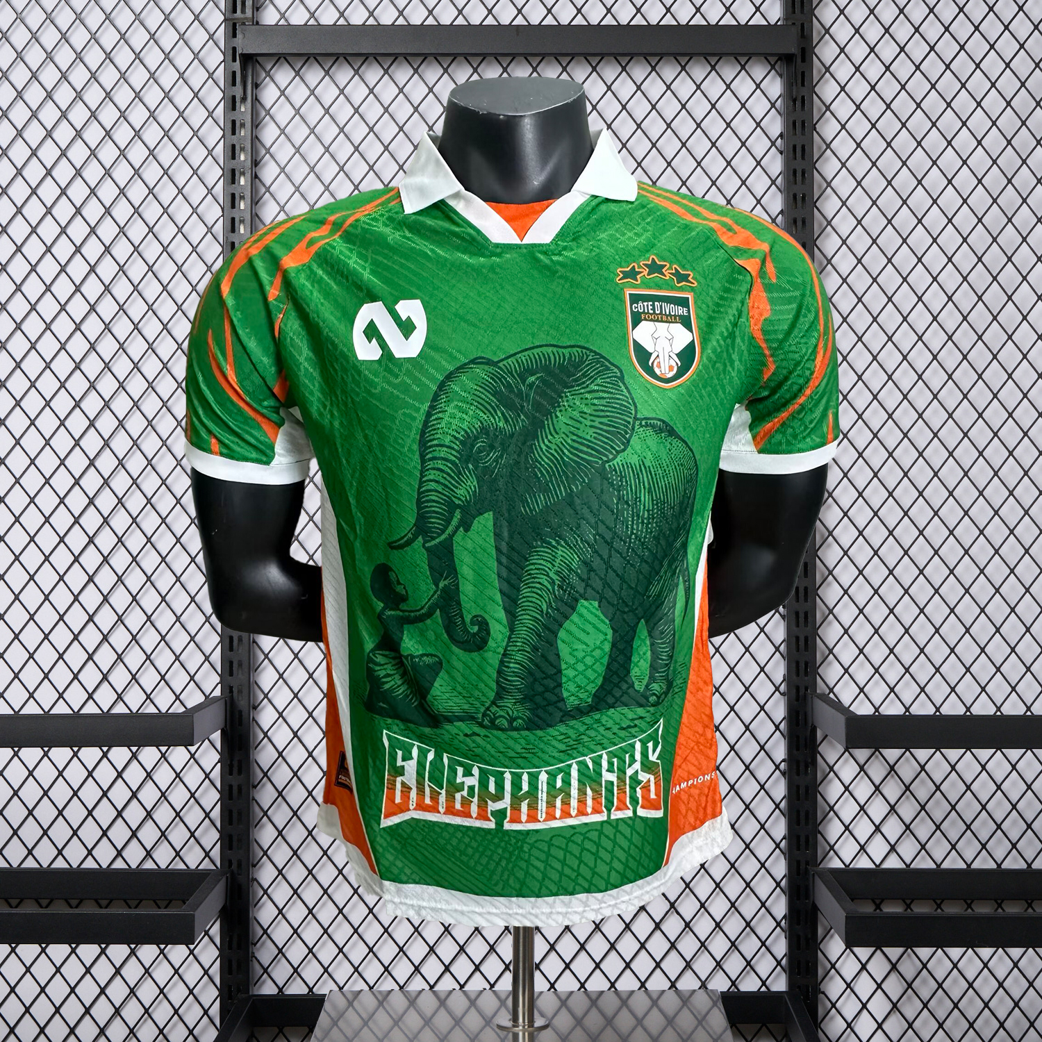 AlphaJersey-Ivory Coast 25-26 Elephant And Kid Green Jersey - Player Version